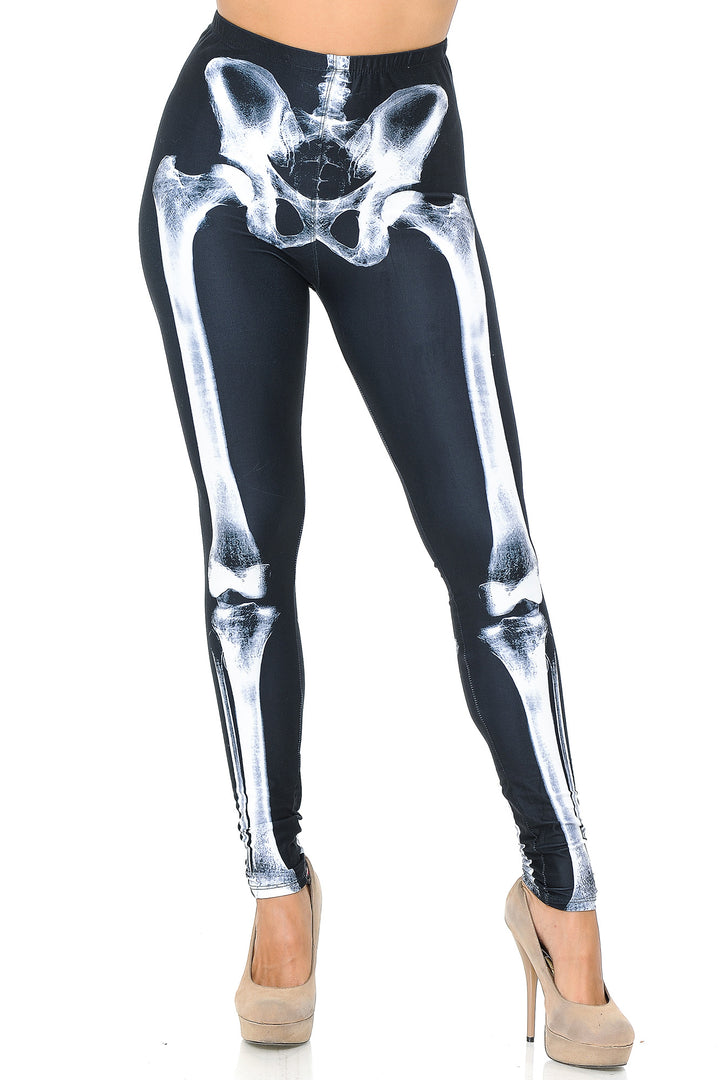 Creamy Soft Premium Women's Leggings X-Ray Skeleton Bones Regular Size, High Rise, Stretchy & Comfortable Fit - by USA Fashion