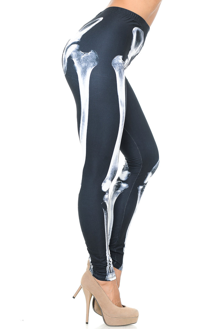 Creamy Soft Premium Women's Leggings X-Ray Skeleton Bones Regular Size, High Rise, Stretchy & Comfortable Fit - by USA Fashion