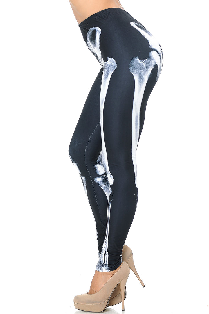 Creamy Soft Premium Women's Leggings X-Ray Skeleton Bones Regular Size, High Rise, Stretchy & Comfortable Fit - by USA Fashion