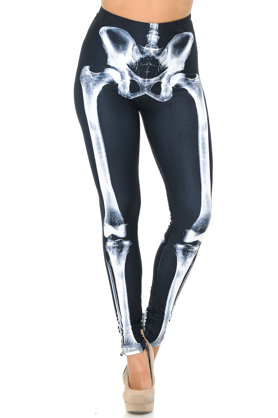Creamy Soft Premium Women's Leggings X-Ray Skeleton Bones Regular Size, High Rise, Stretchy & Comfortable Fit - by USA Fashion