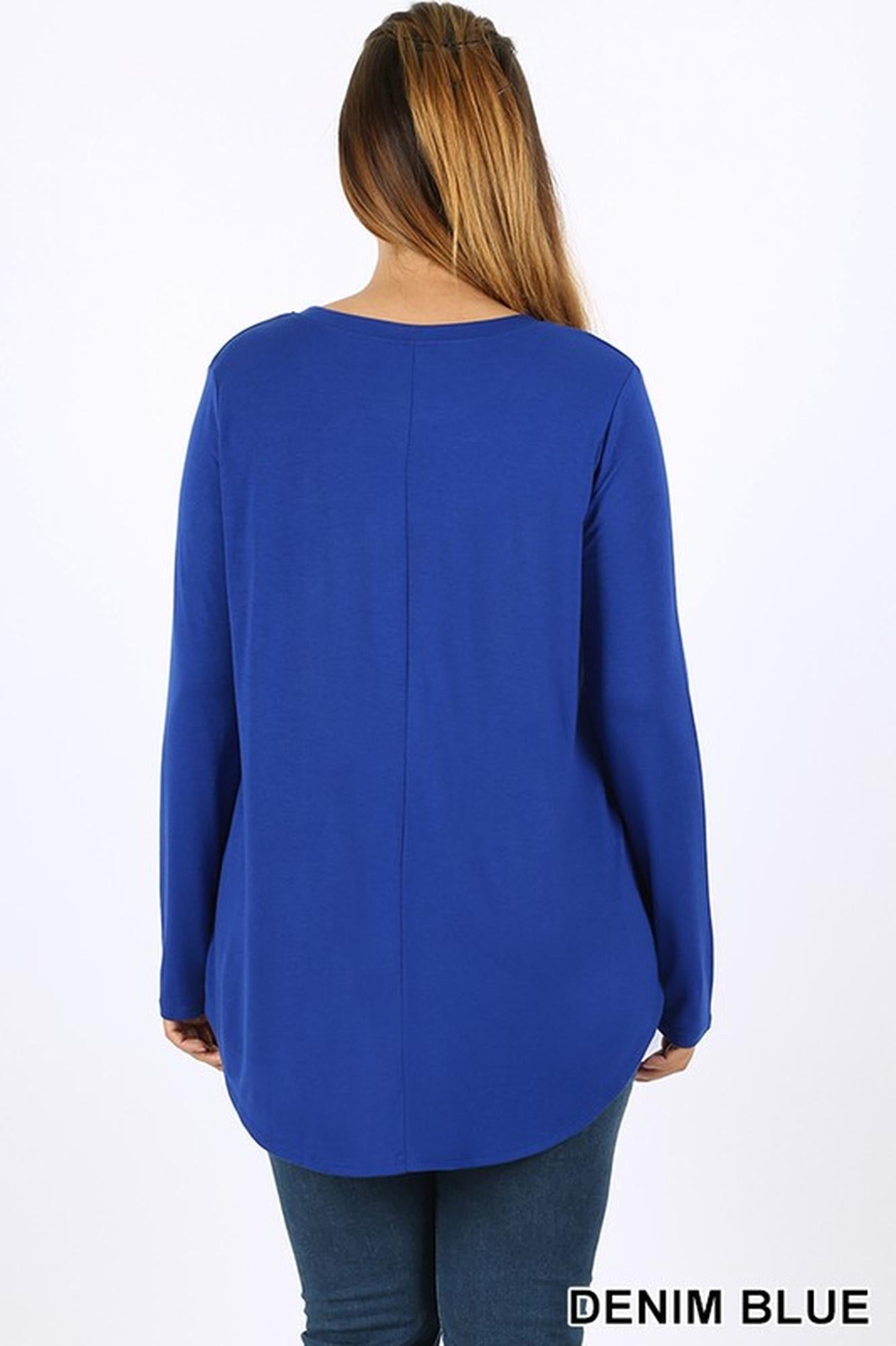 Premium Round Neck Round Hem Long Sleeve Plus Size Top