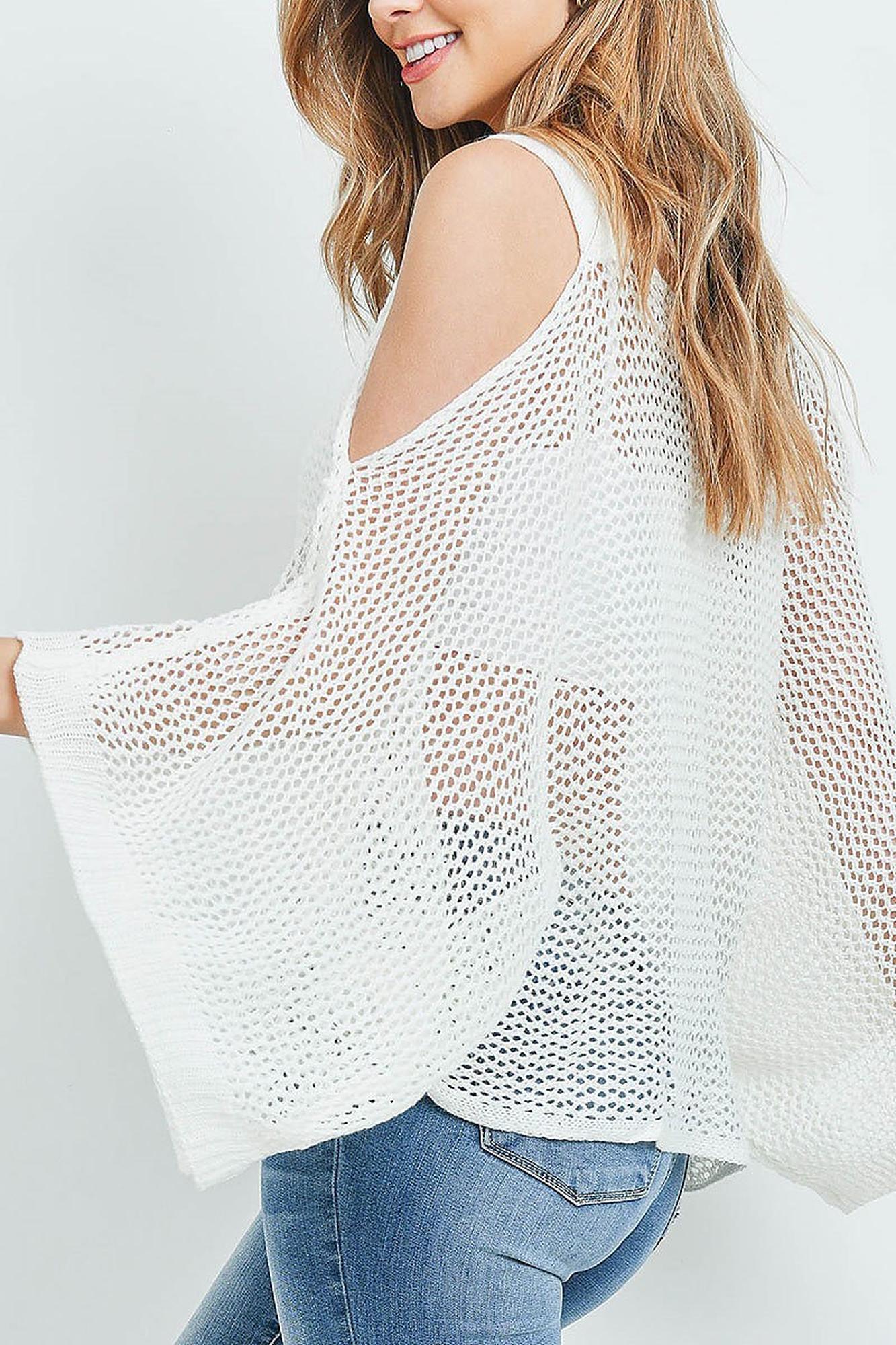 Crochet Wide Sleeve Cold Shoulder Top
