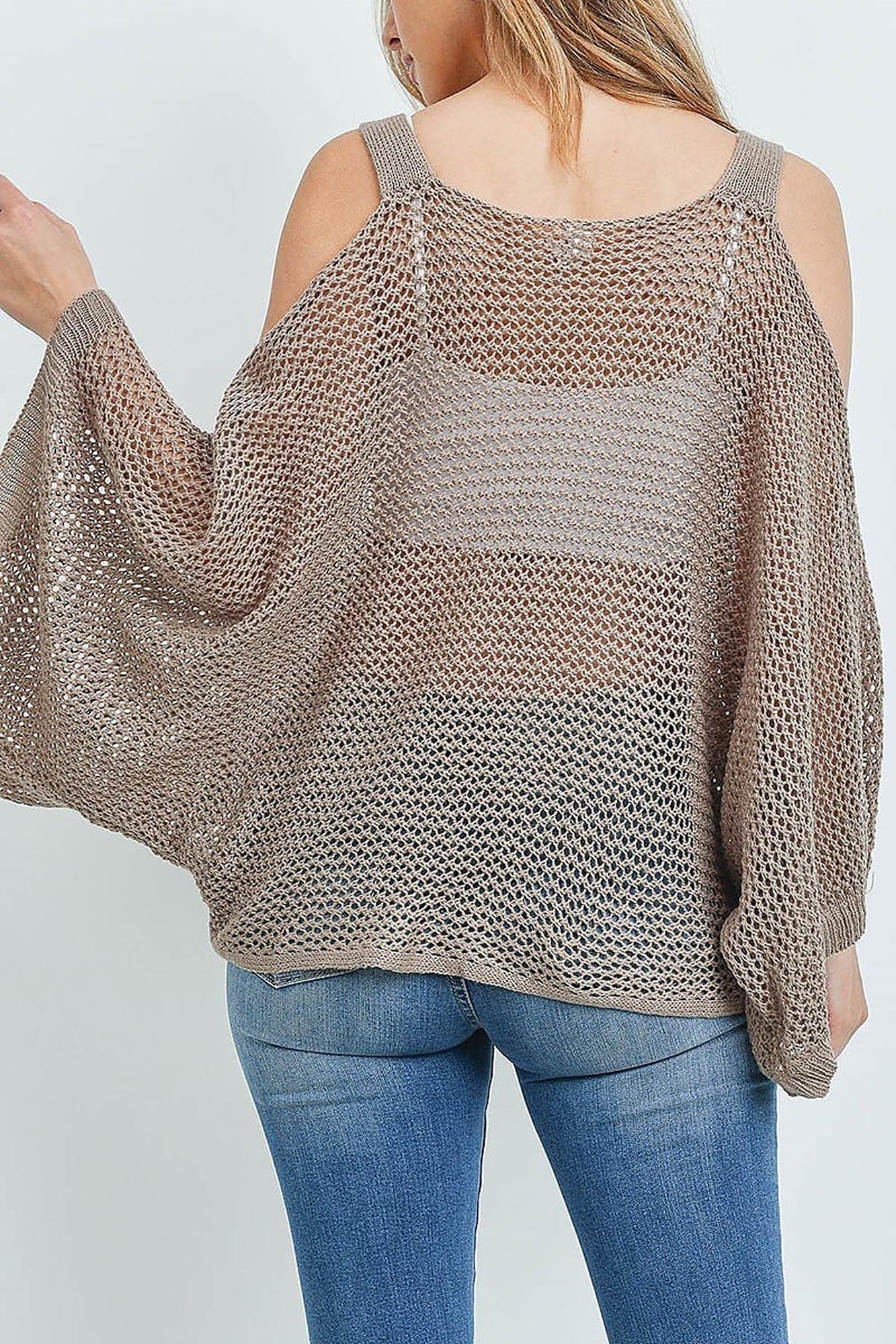 Crochet Wide Sleeve Cold Shoulder Top