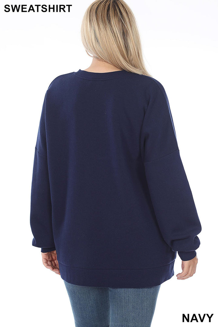 Crew Neck Hi-Low Pullover Top with Side Pockets
