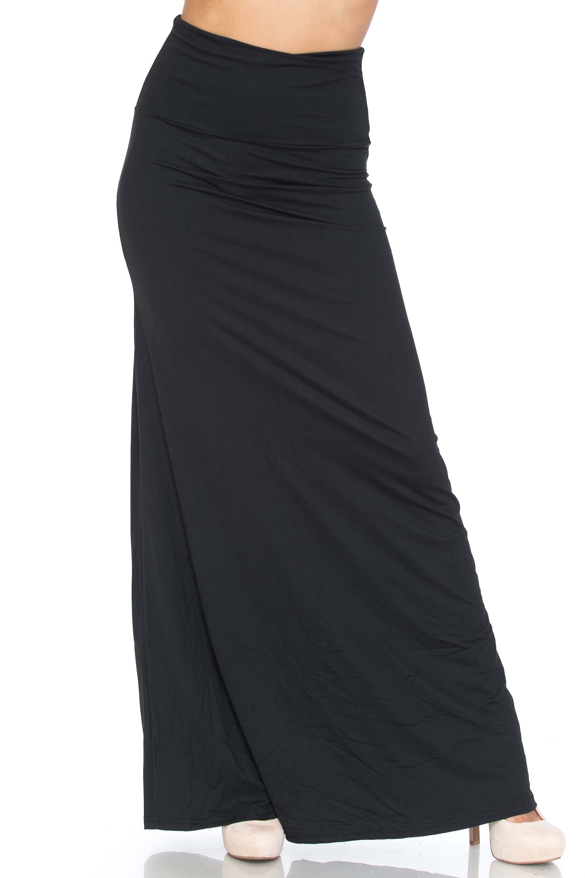 Buttery Smooth Solid Black Maxi Skirt OSReg