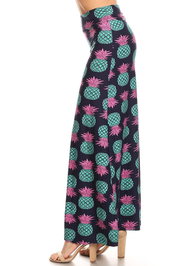 Buttery Soft Teal Pineapple Maxi Skirt (One Size Regular,Teal)