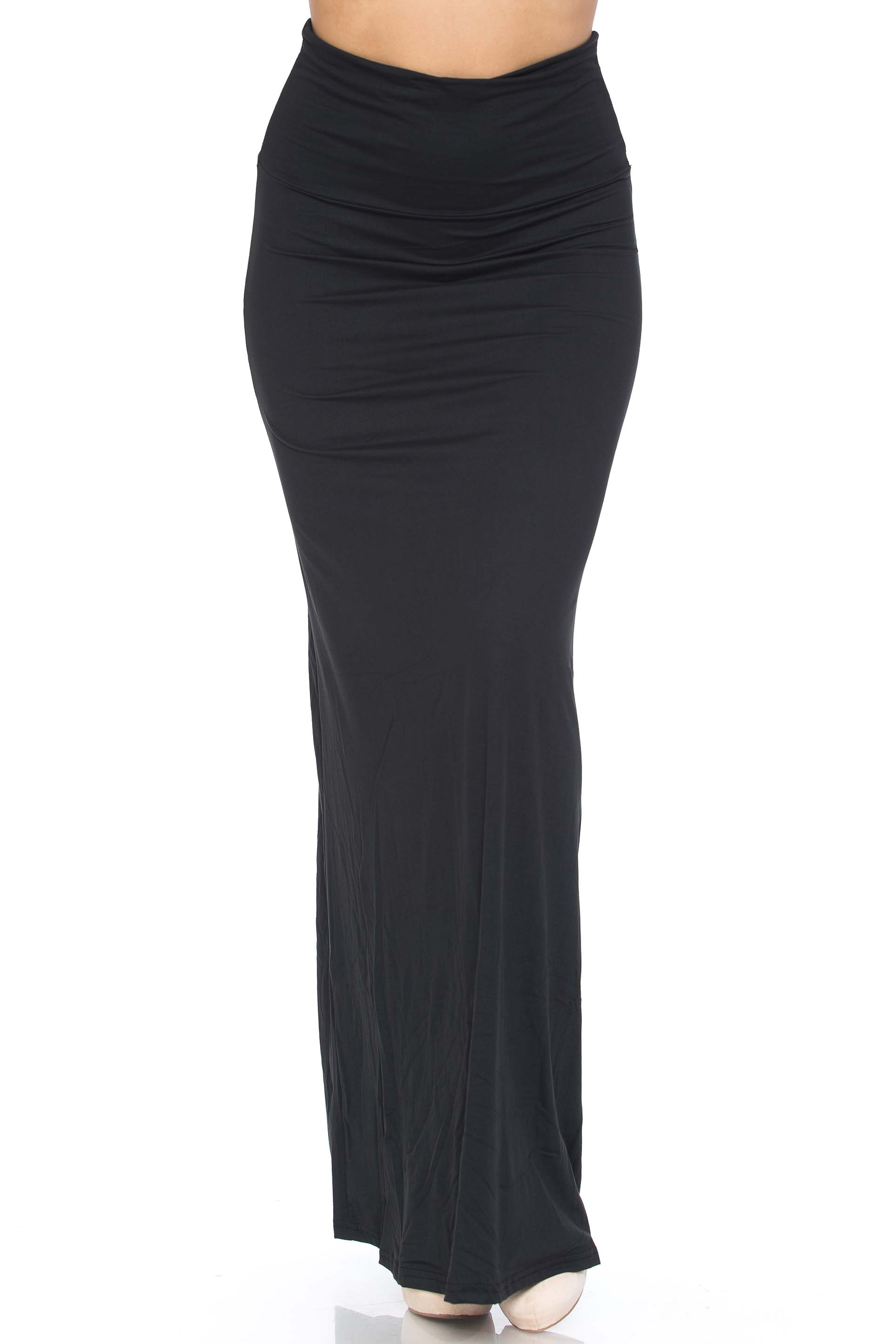 Buttery Smooth Basic Black Plus Size Maxi Skirt