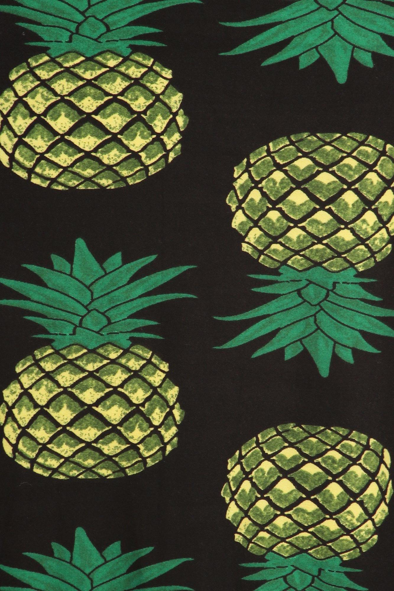 Buttery Soft Green Pineapple Plus Size Maxi Skirt (One Size Plus,Green)