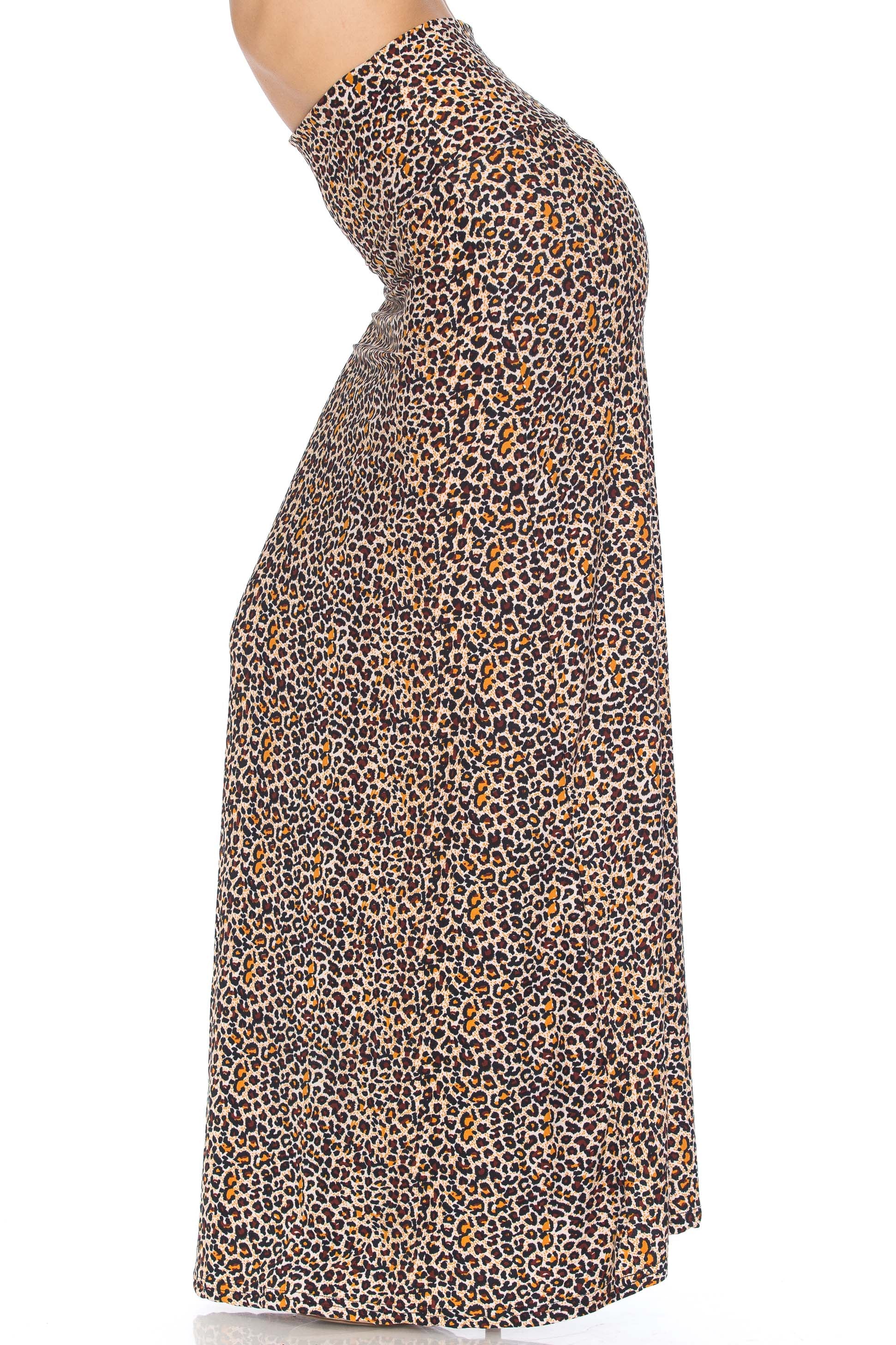 Buttery Soft Savage Leopard Plus Size Maxi Skirt (One Size Plus,Brown)