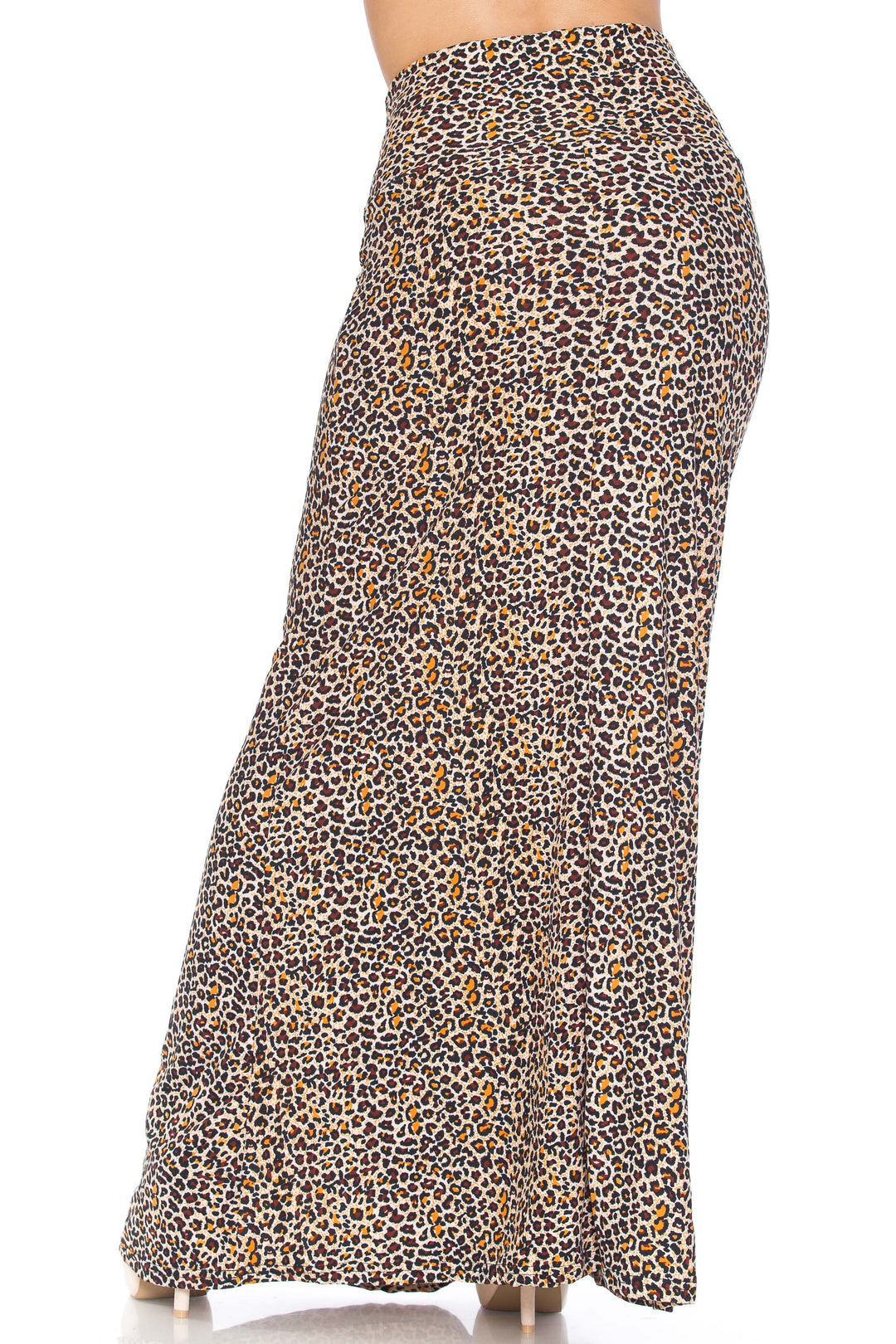Buttery Soft Savage Leopard Plus Size Maxi Skirt (One Size Plus,Brown)