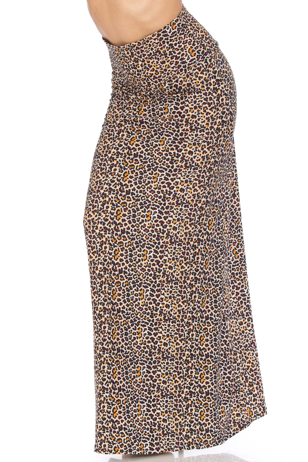 Buttery Soft Savage Leopard Plus Size Maxi Skirt (One Size Plus,Brown)
