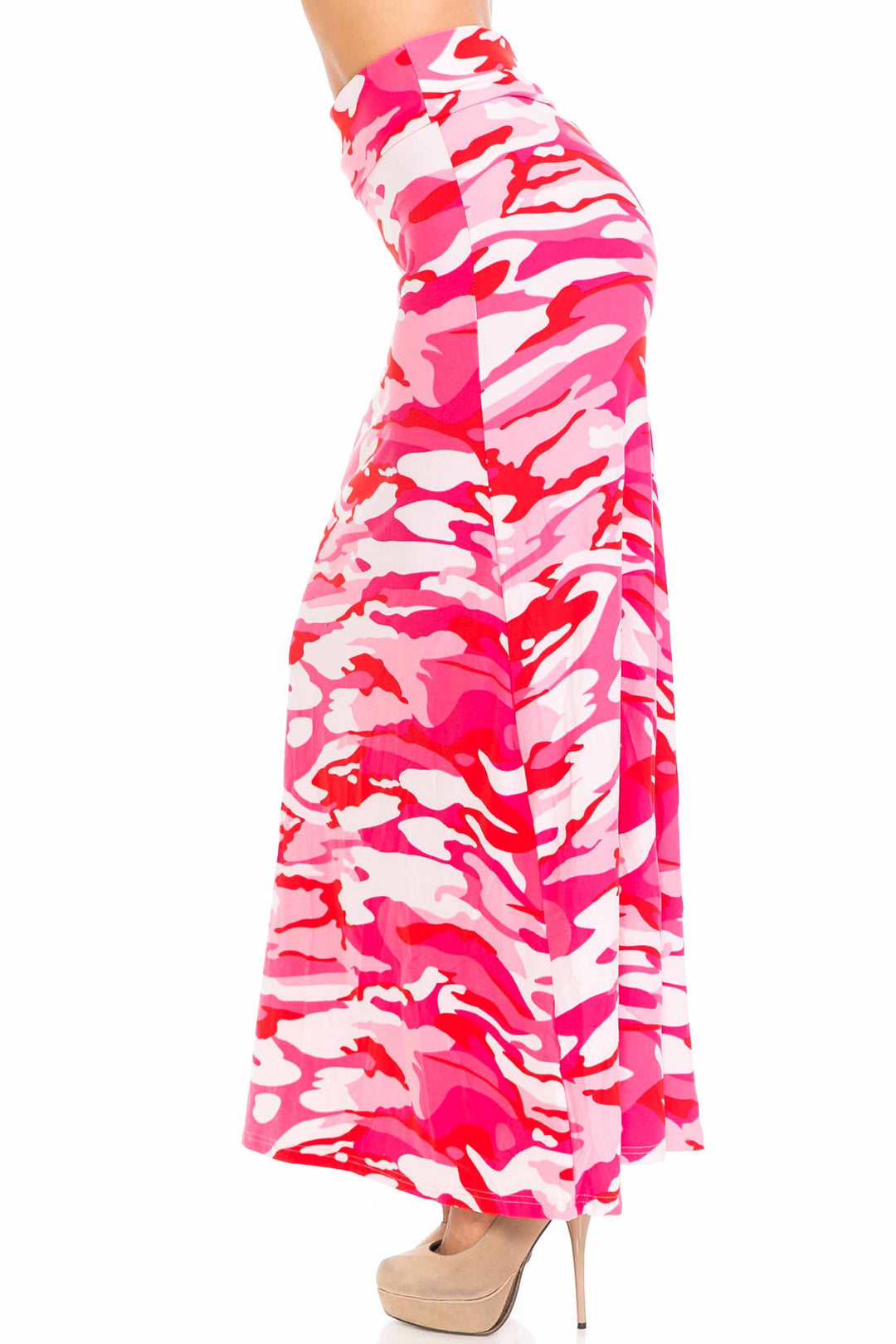 Buttery Soft Pink Camouflage Maxi Skirt (One Size Regular,Pink)