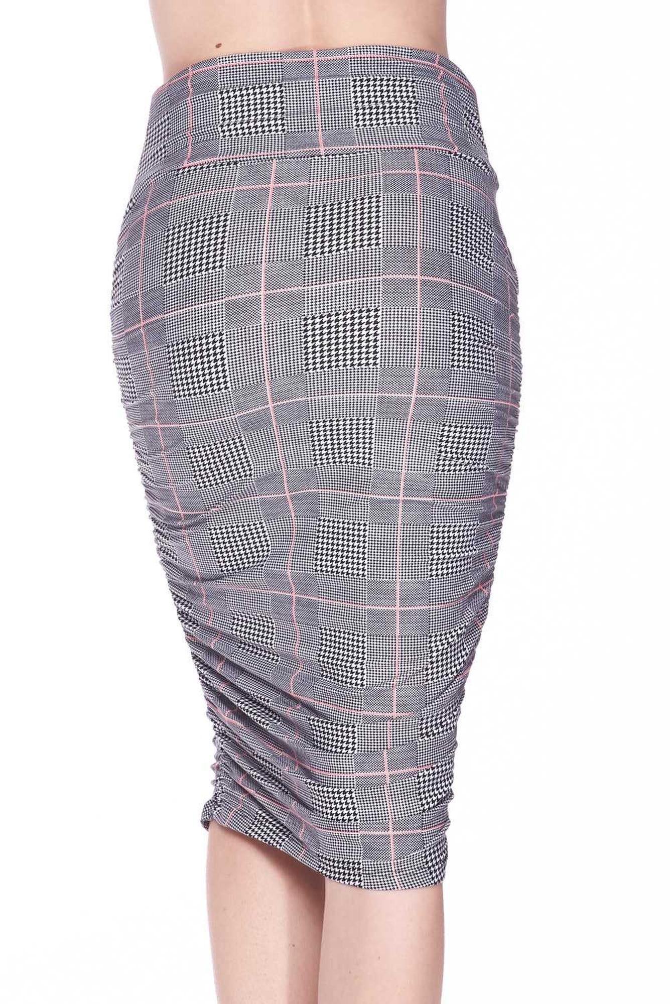 Buttery Smooth Coral Accent Glenn Plaid Pencil Skirt