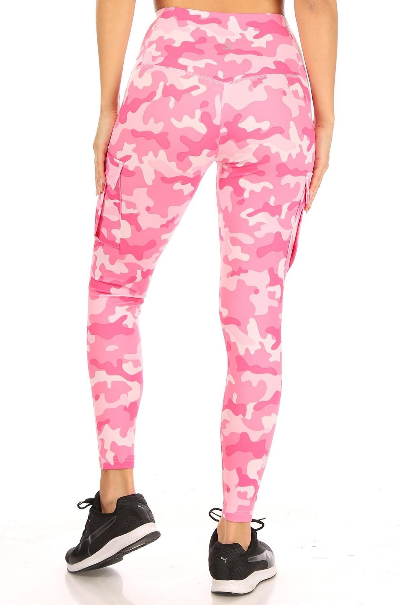 Cotton Candy Camouflage Sport Leggings with Cargo Pocket