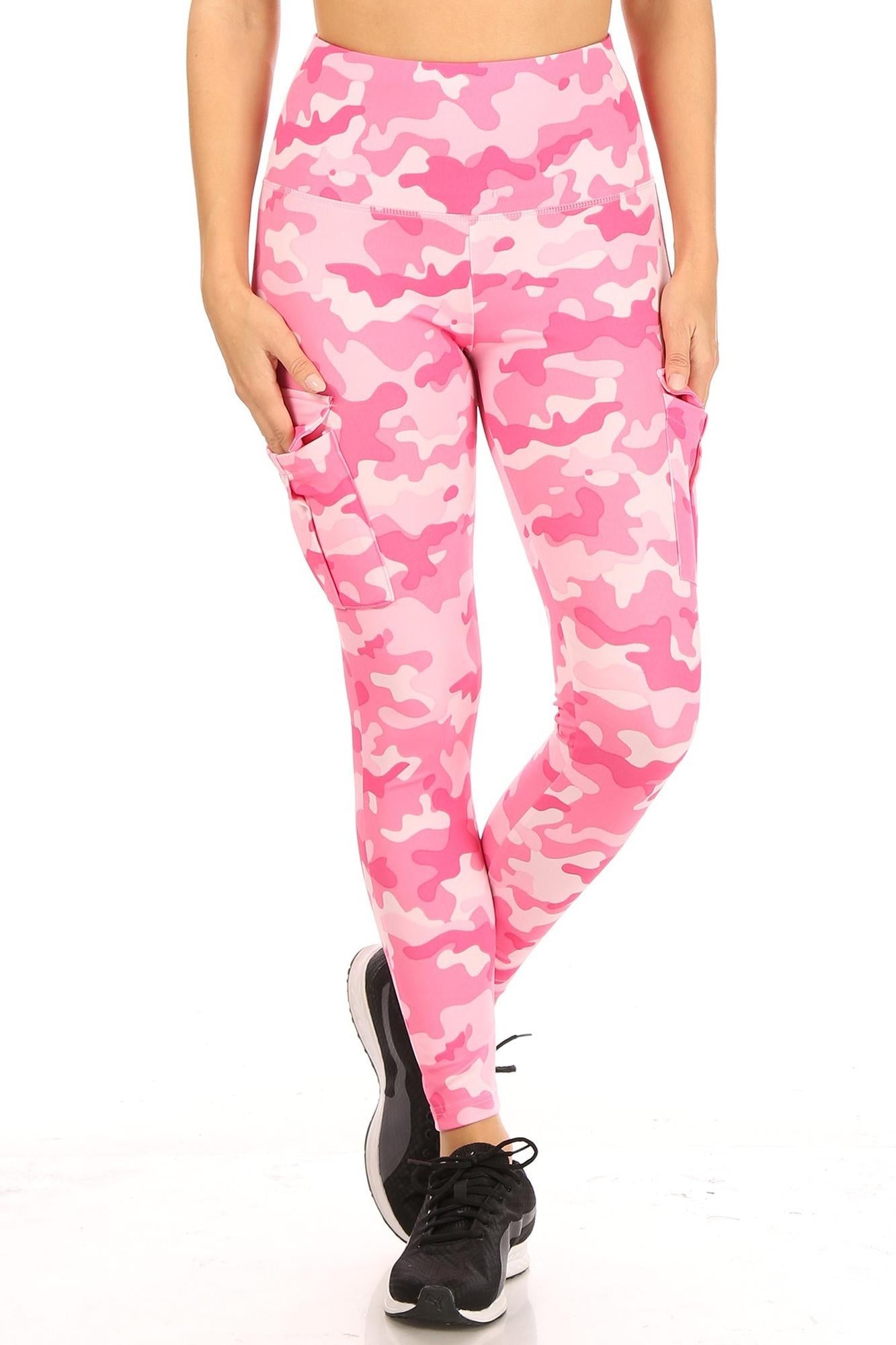 Cotton Candy Camouflage Sport Leggings with Cargo Pocket