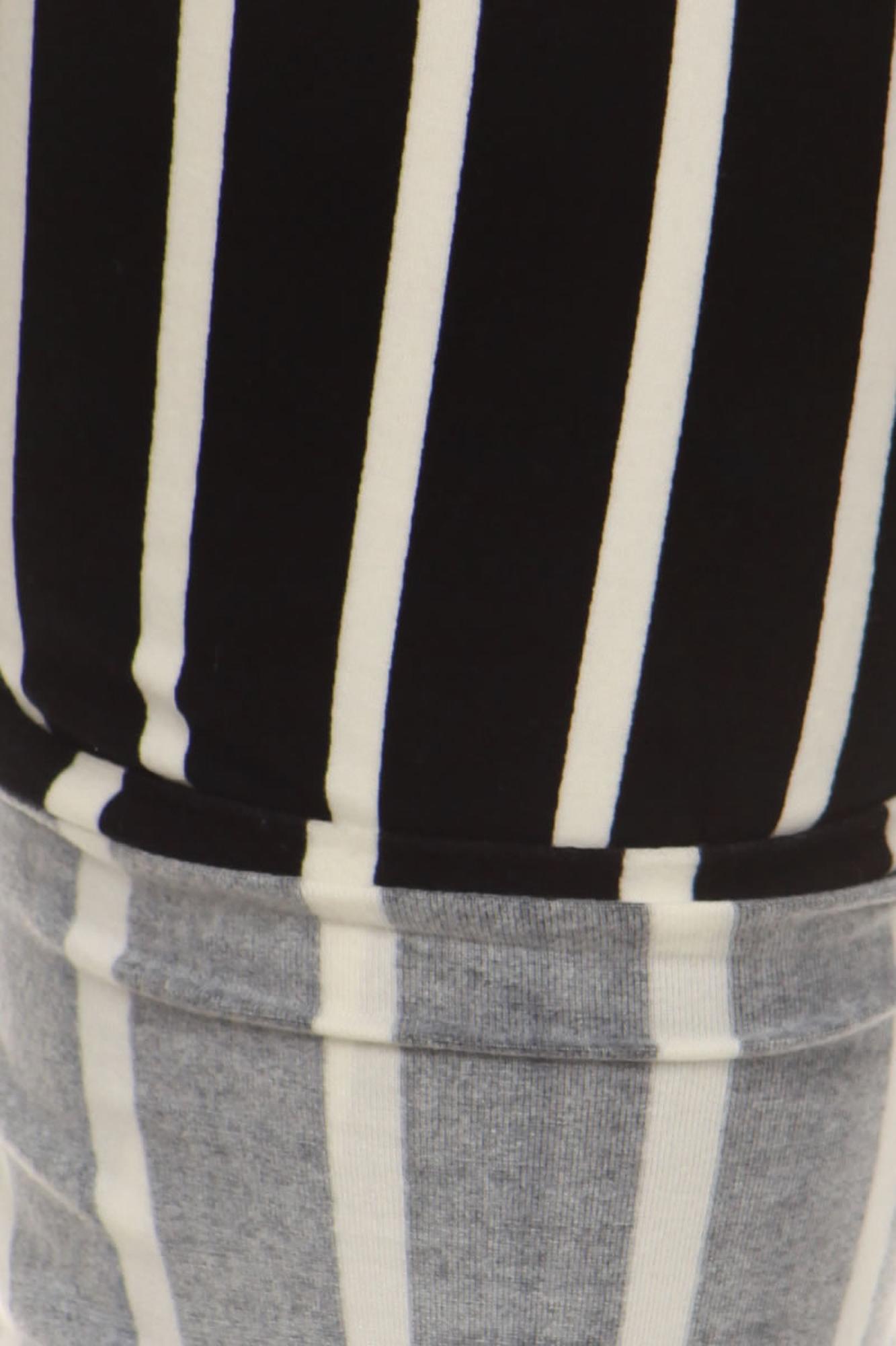 Plus Size - Buttery Soft Vertical Black Pinstripe Print Leggings