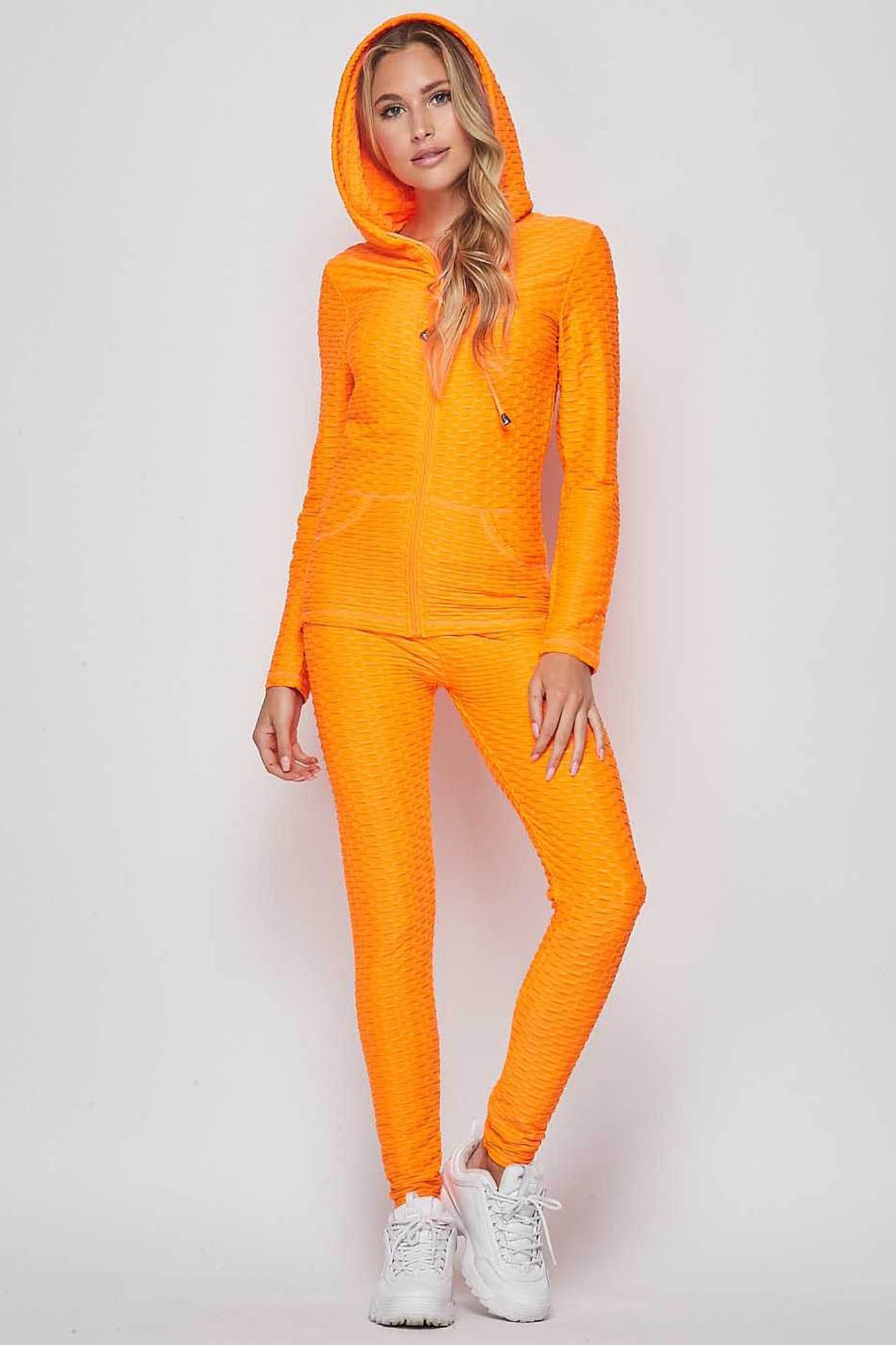 2 Piece Scrunch Butt Leggings and Hooded Jacket Set