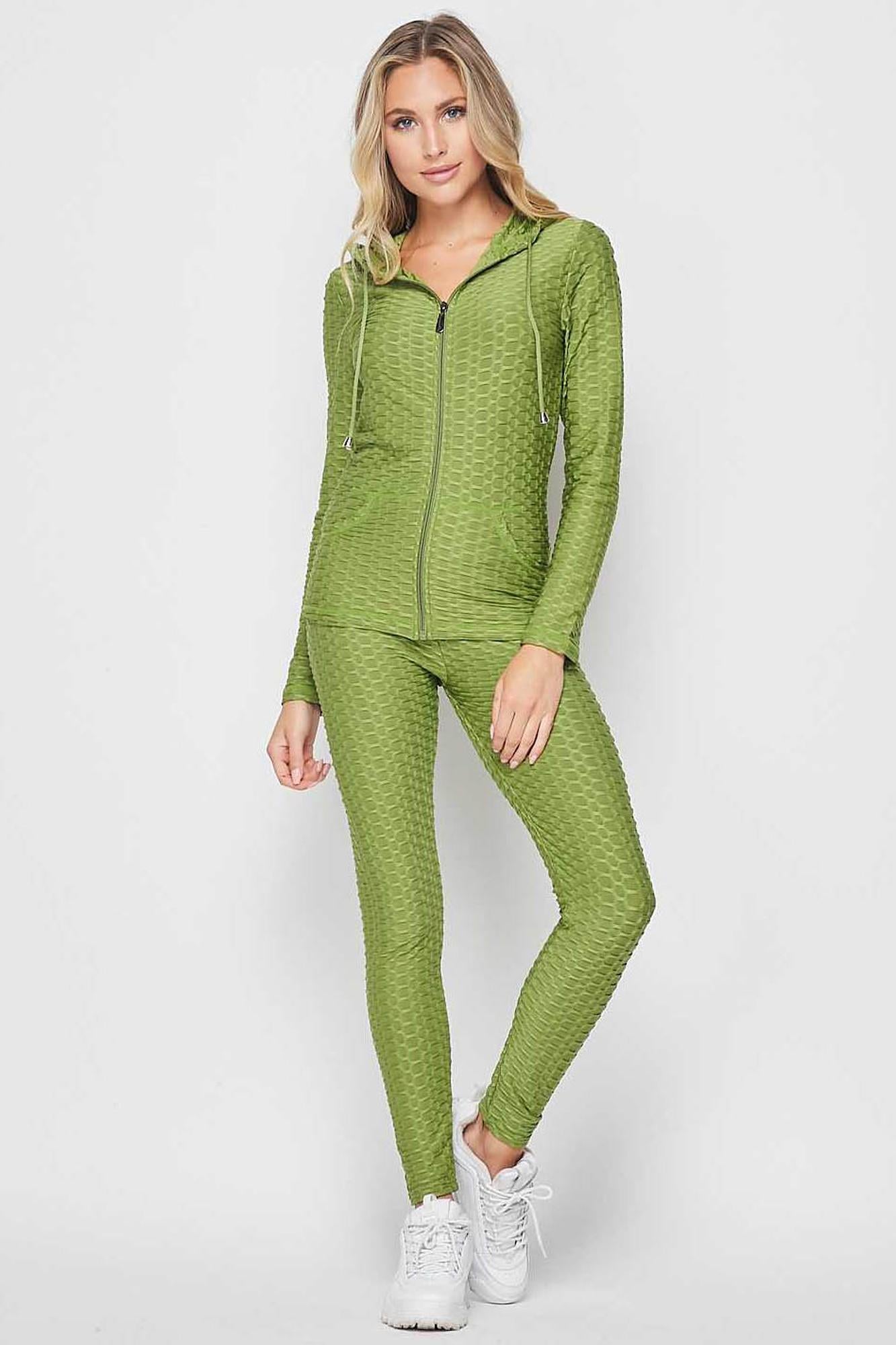 2 Piece Scrunch Butt Leggings and Hooded Jacket Set