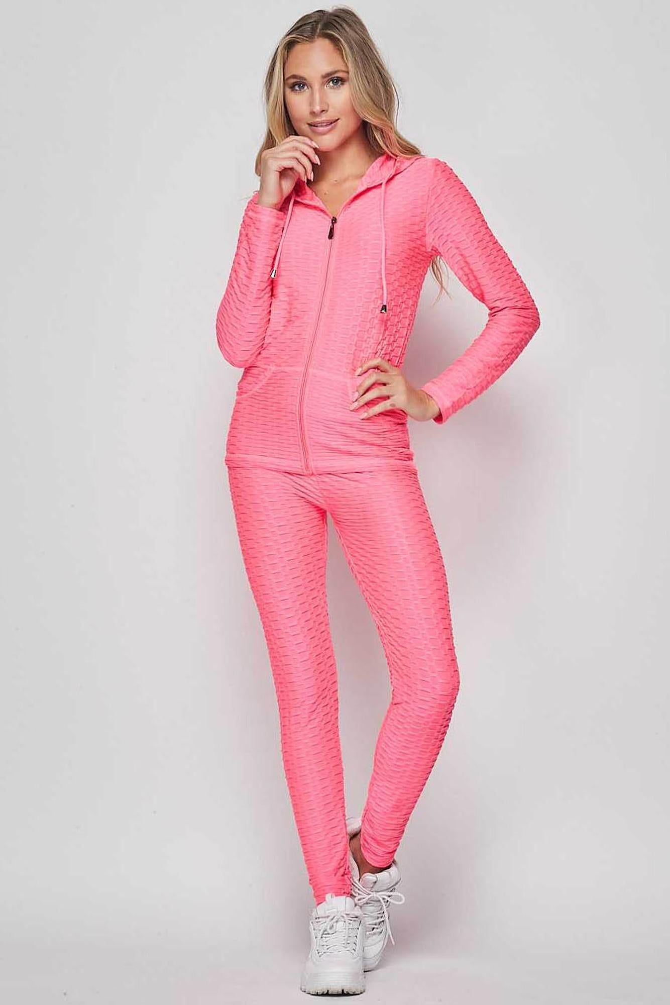 2 Piece Scrunch Butt Leggings and Hooded Jacket Set