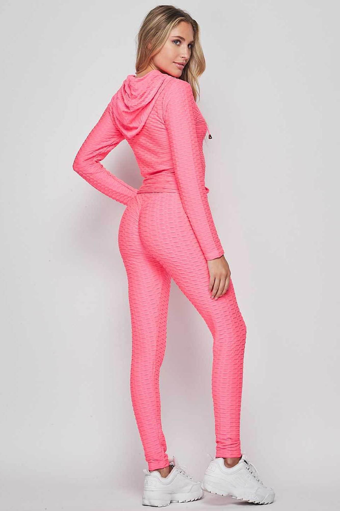 2 Piece Scrunch Butt Leggings and Hooded Jacket Set