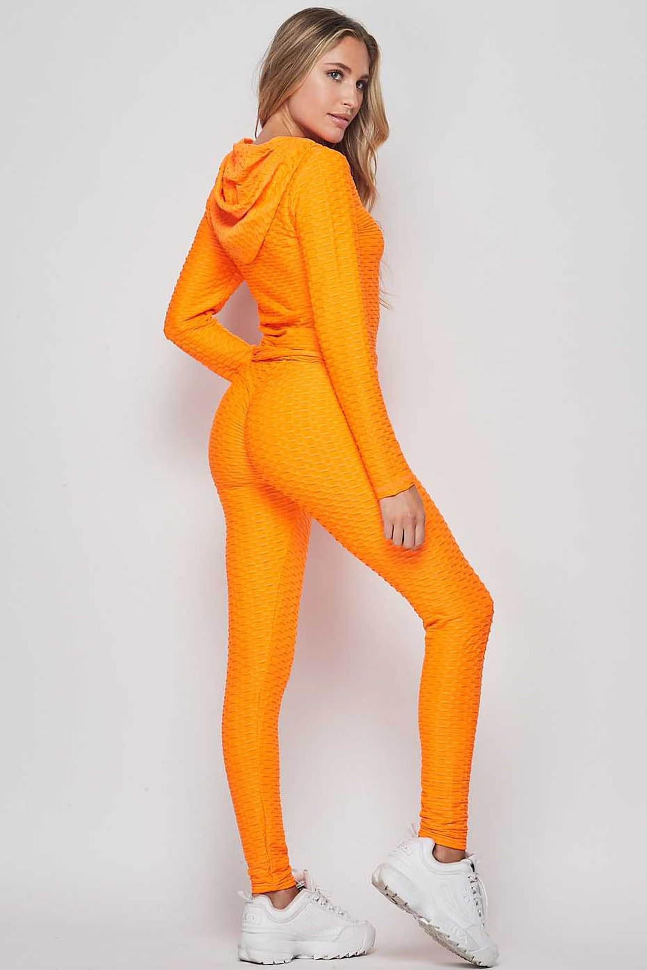 2 Piece Scrunch Butt Leggings and Hooded Jacket Set