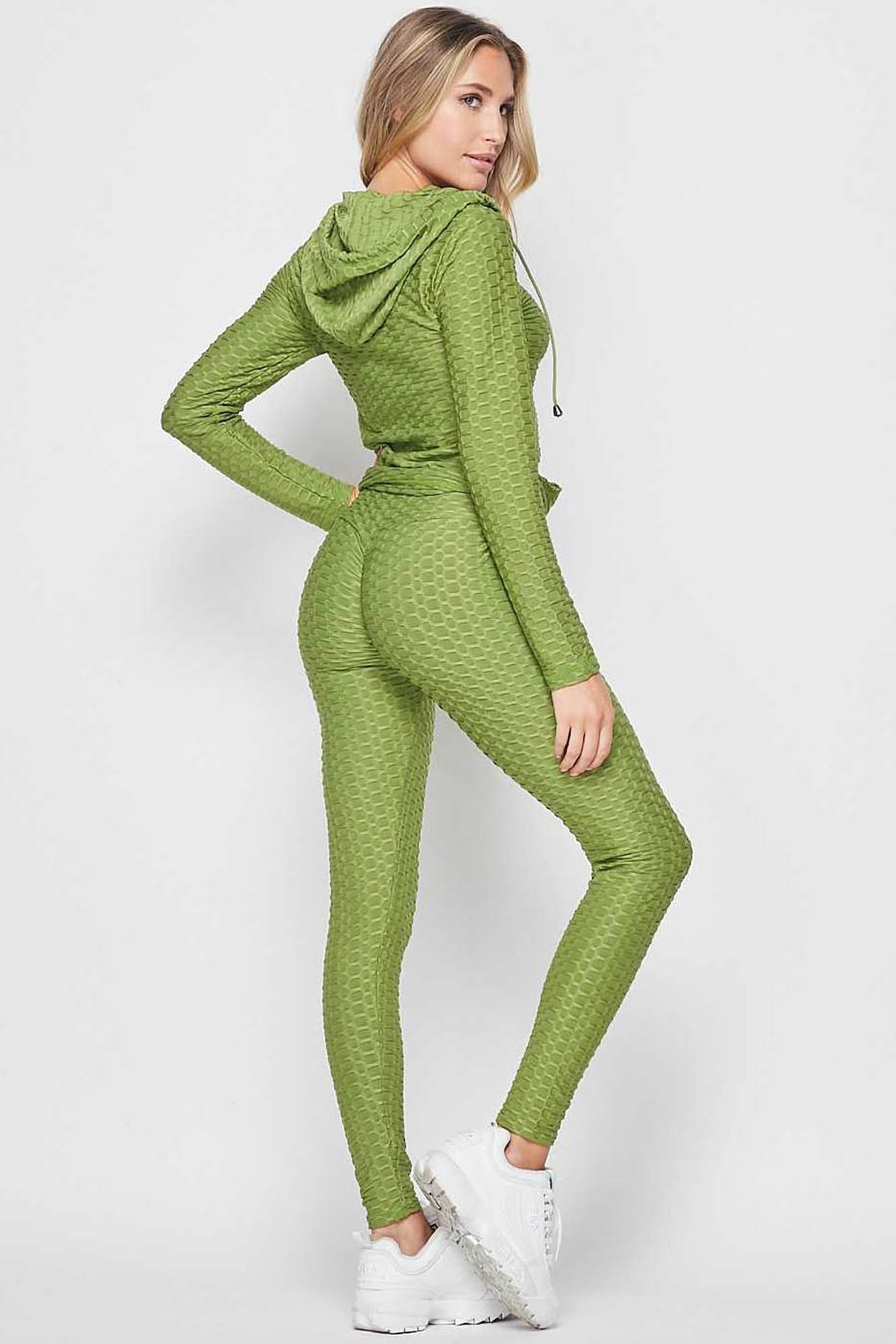 2 Piece Scrunch Butt Leggings and Hooded Jacket Set