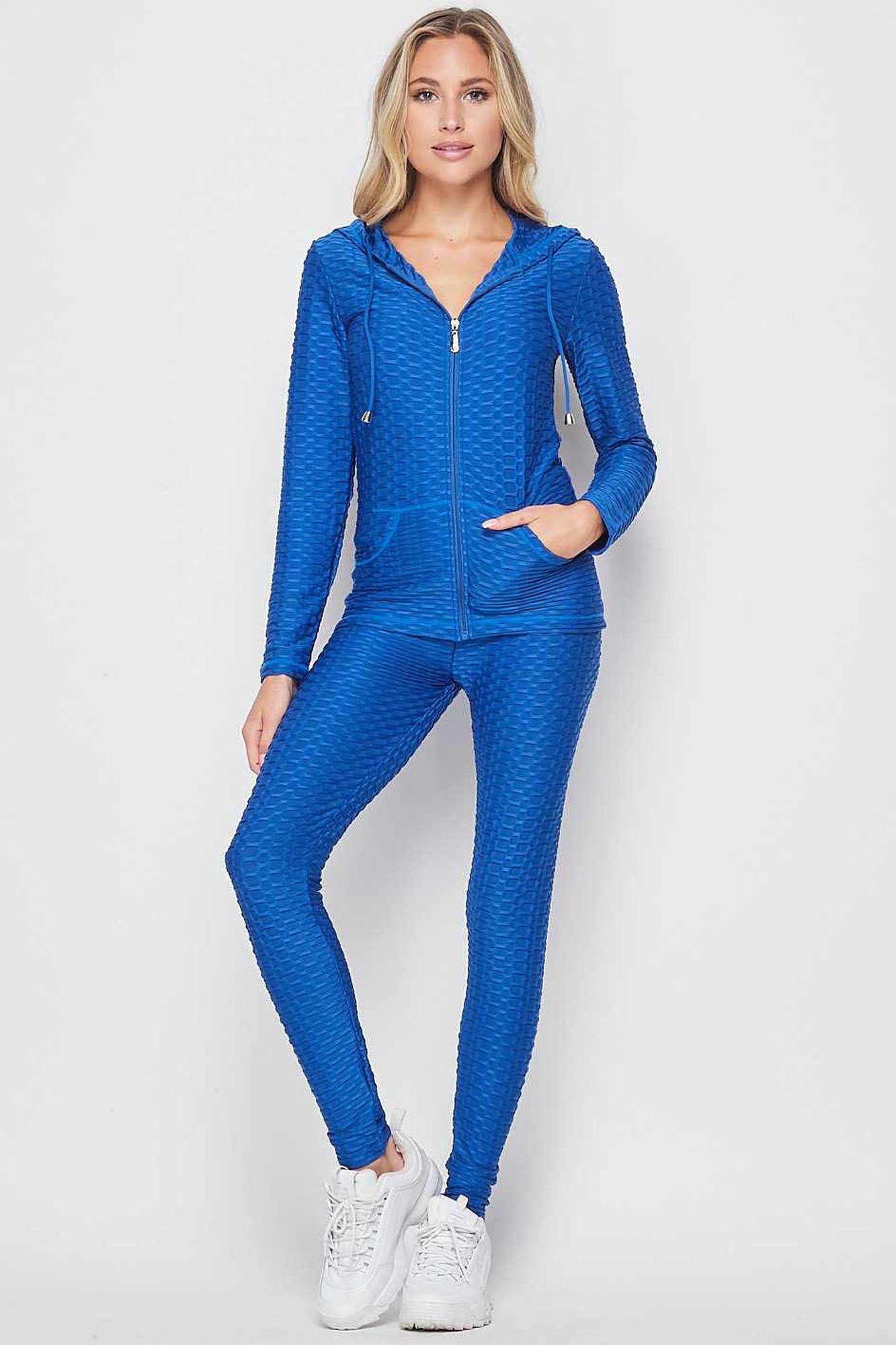 2 Piece Scrunch Butt Leggings and Hooded Jacket Set