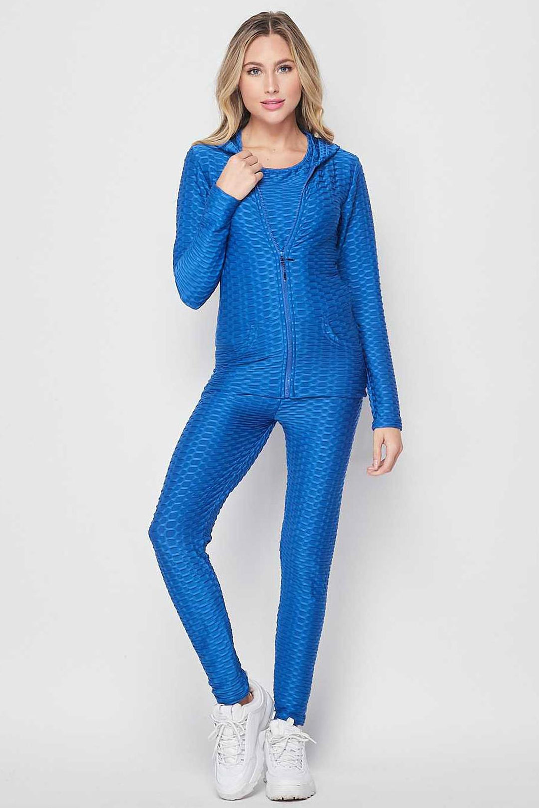 3 Piece Scrunch Butt Leggings Tank Top and Hooded Jacket Set