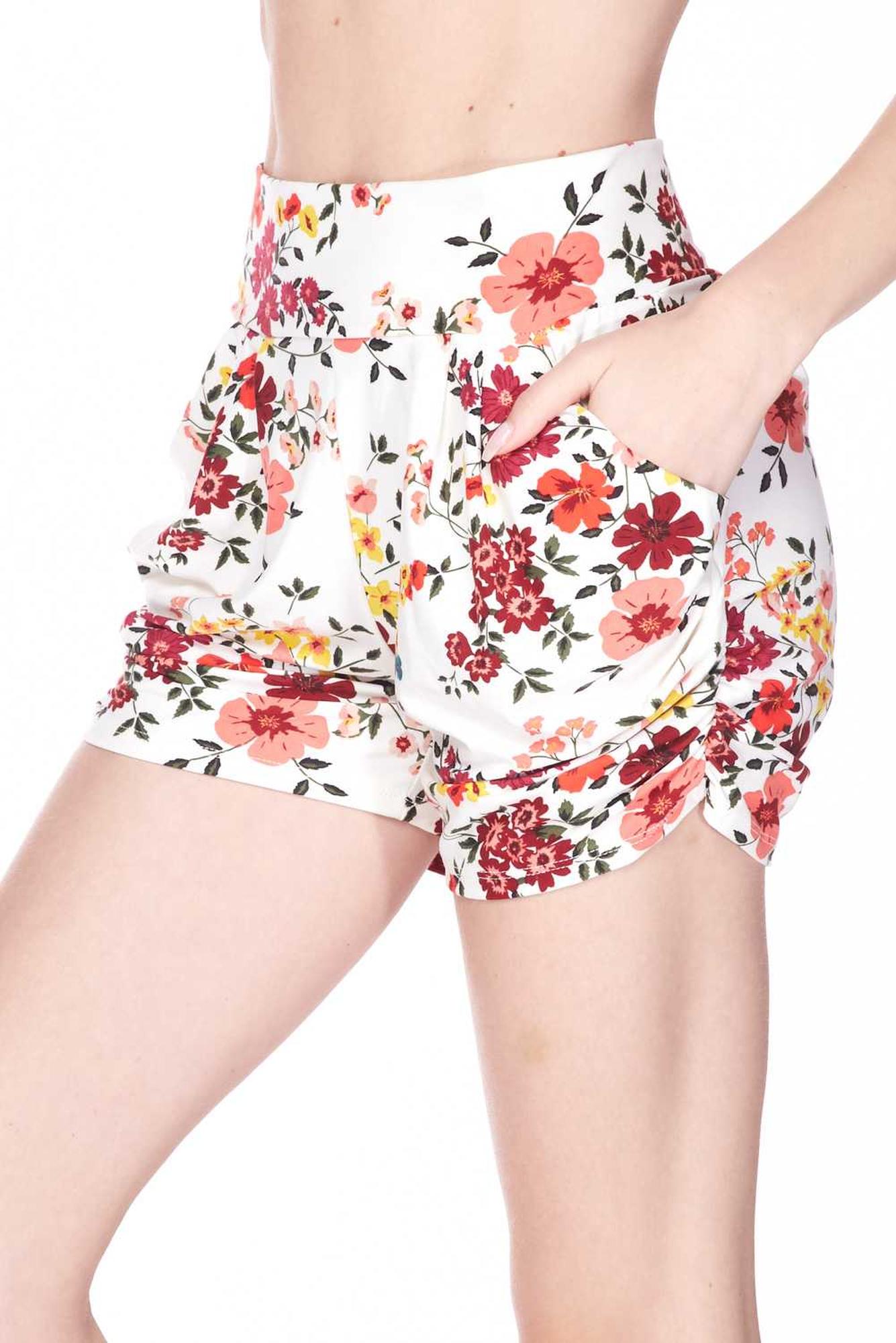 Buttery Smooth Fresh Spring Floral Plus Size Harem Shorts