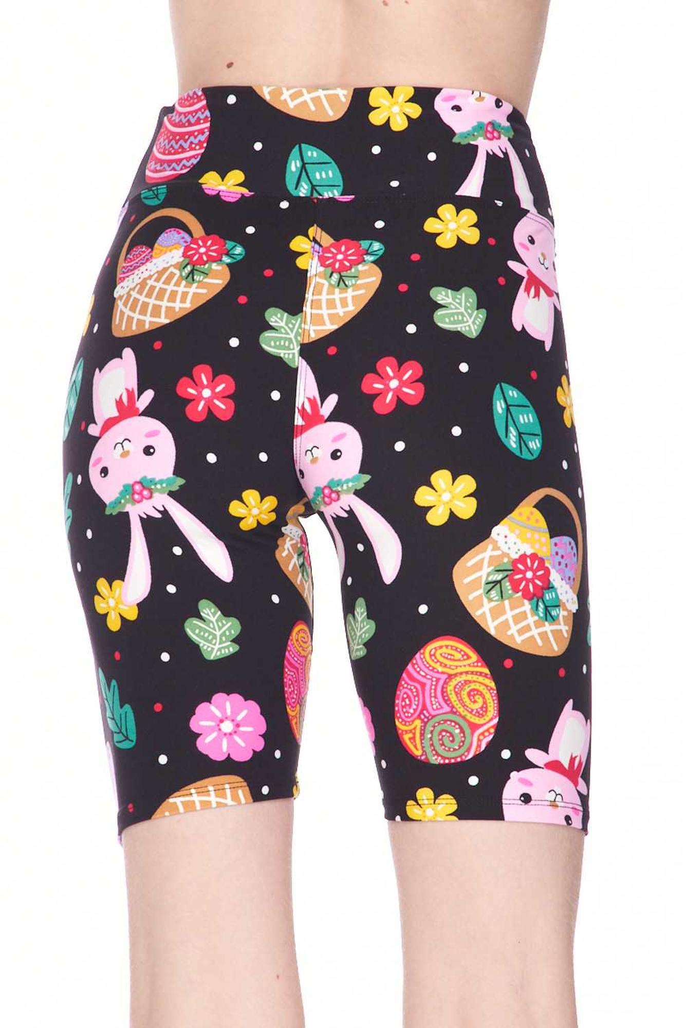 Buttery Soft Cute Bunnies and Easter Egg Plus Size Shorts - 3 Inch (One Size Plus,Multi Color Bold)