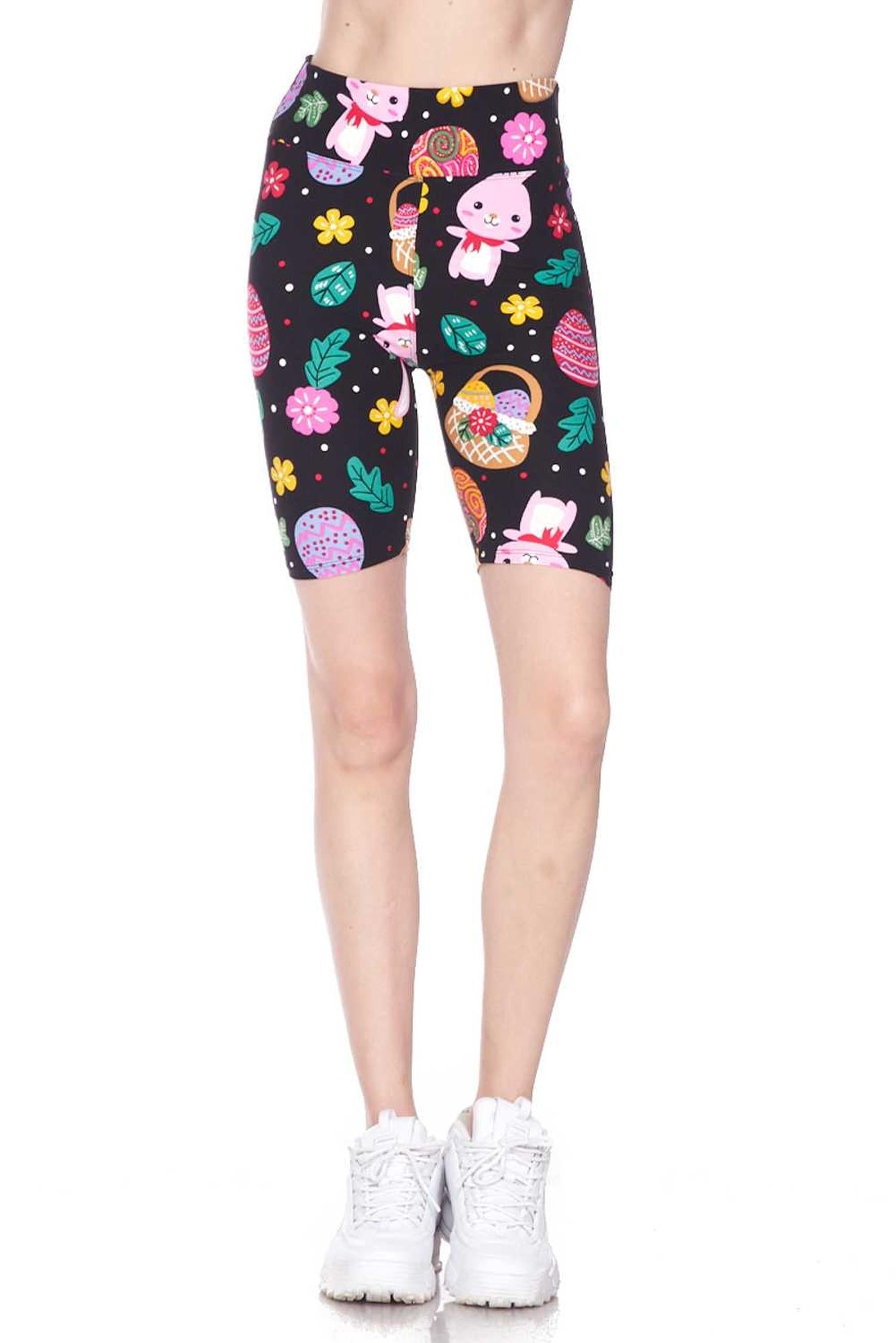 Buttery Soft Cute Bunnies and Easter Egg Plus Size Shorts - 3 Inch (One Size Plus,Multi Color Bold)