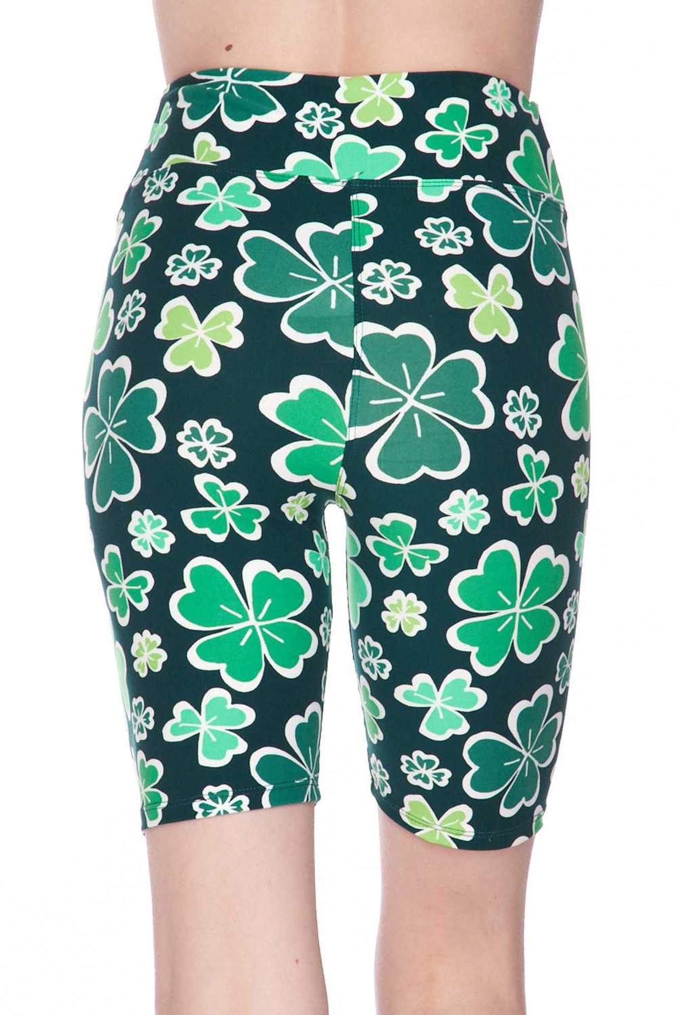 Buttery Soft Green Irish Clover Shorts - 3 Inch (One Size Regular,Green)