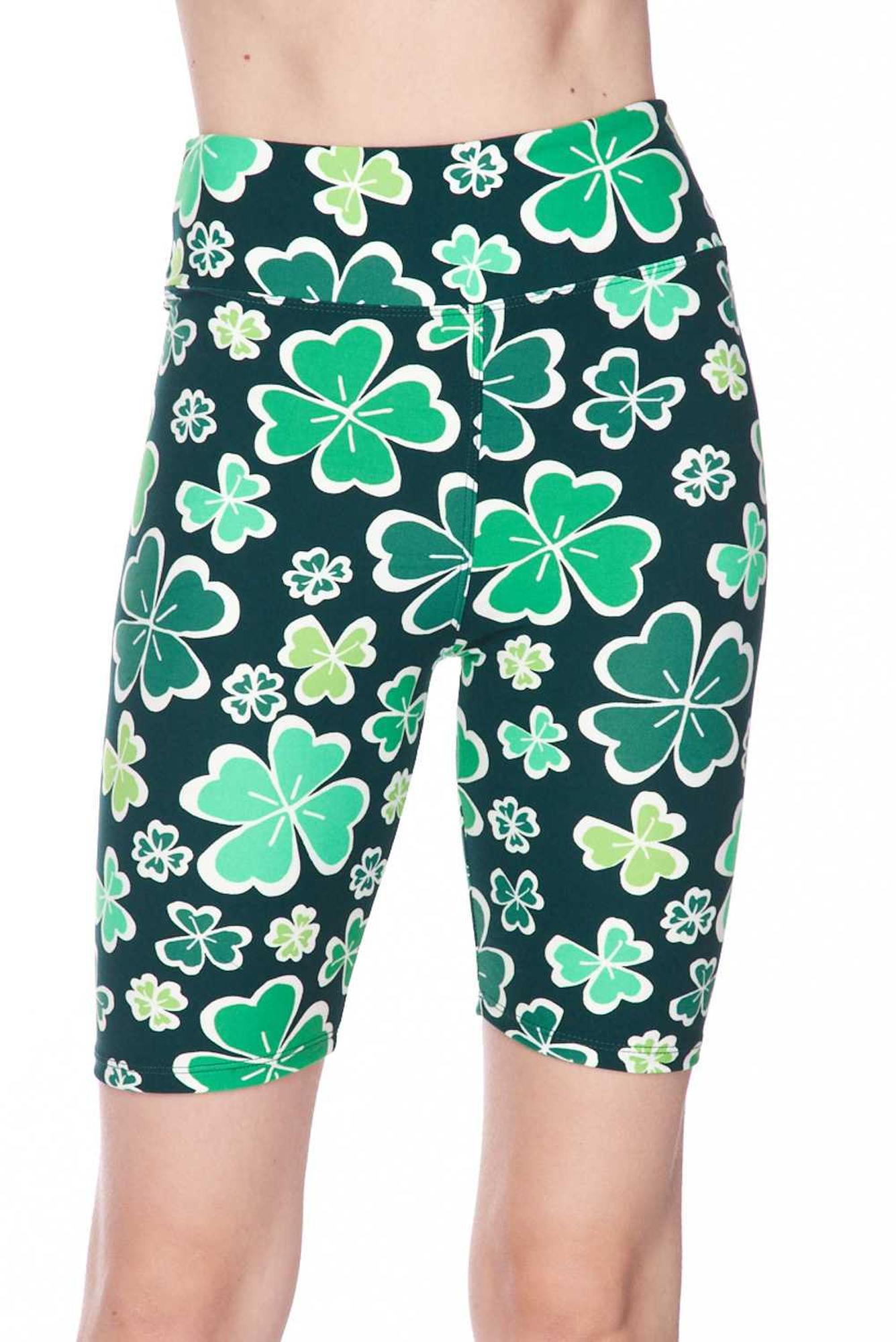 Buttery Soft Green Irish Clover Shorts - 3 Inch (One Size Regular,Green)