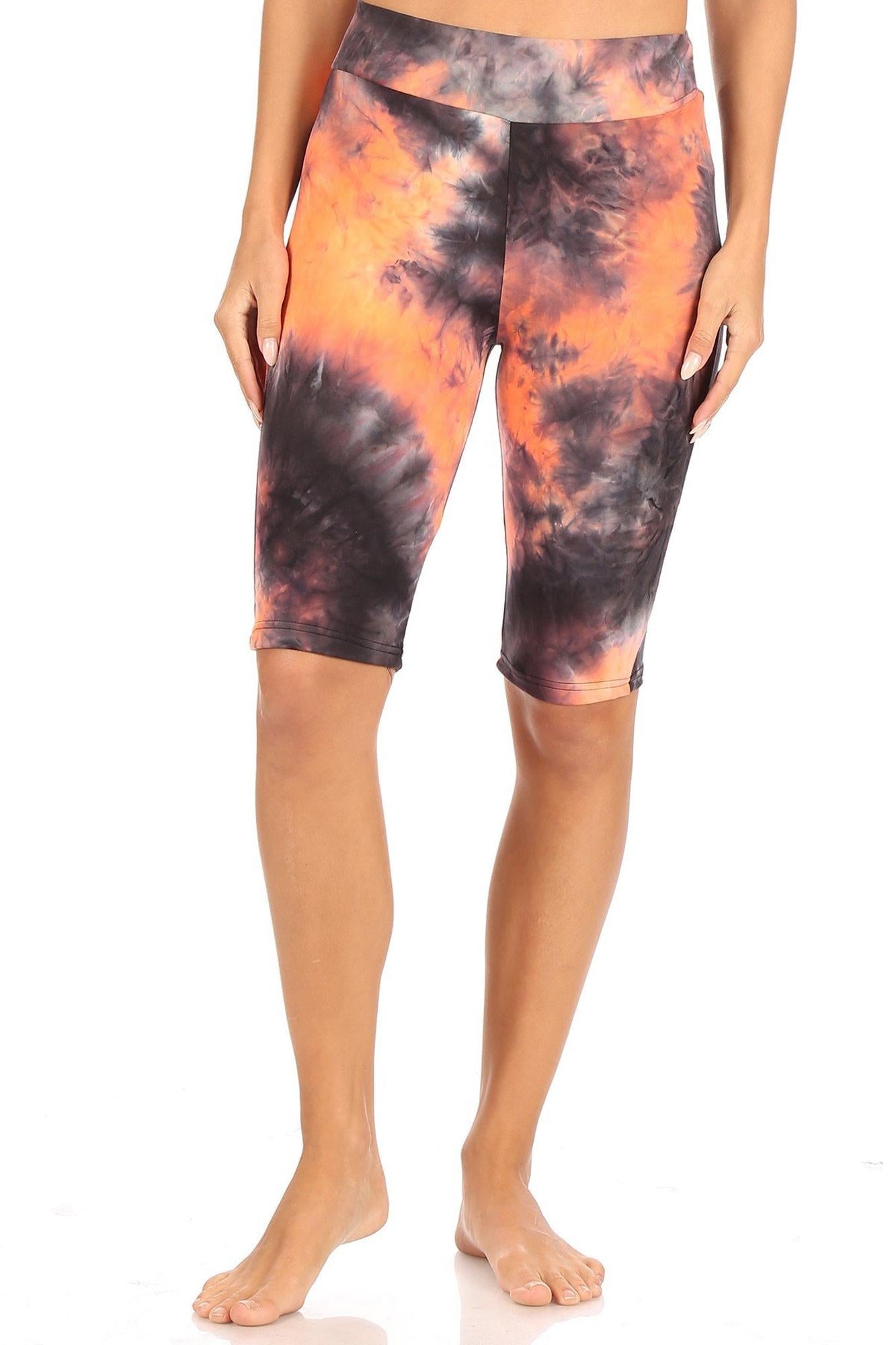 Brushed Tie Dye High Waisted Biker Shorts