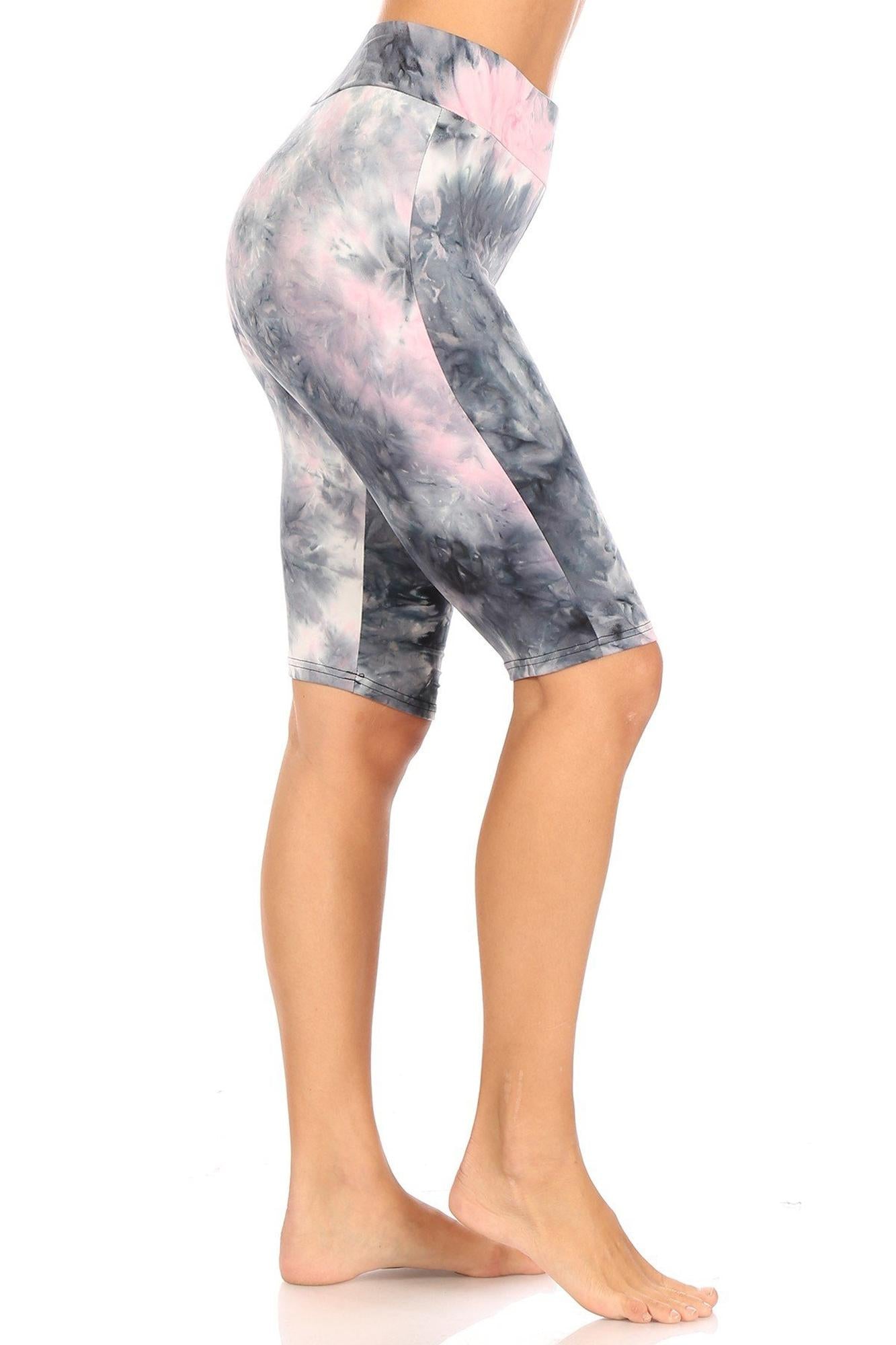Brushed Tie Dye High Waisted Biker Shorts