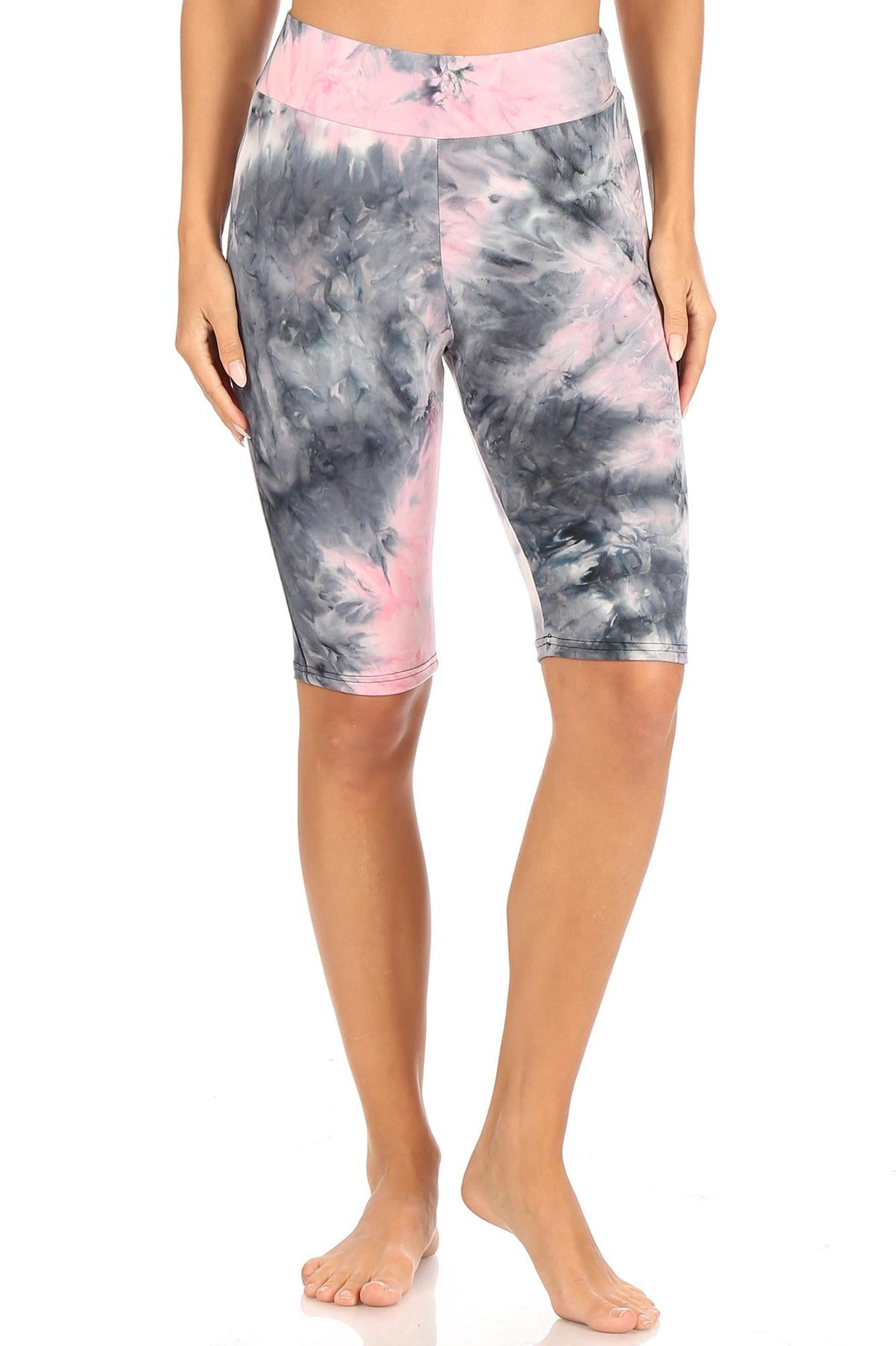 Brushed Tie Dye High Waisted Biker Shorts