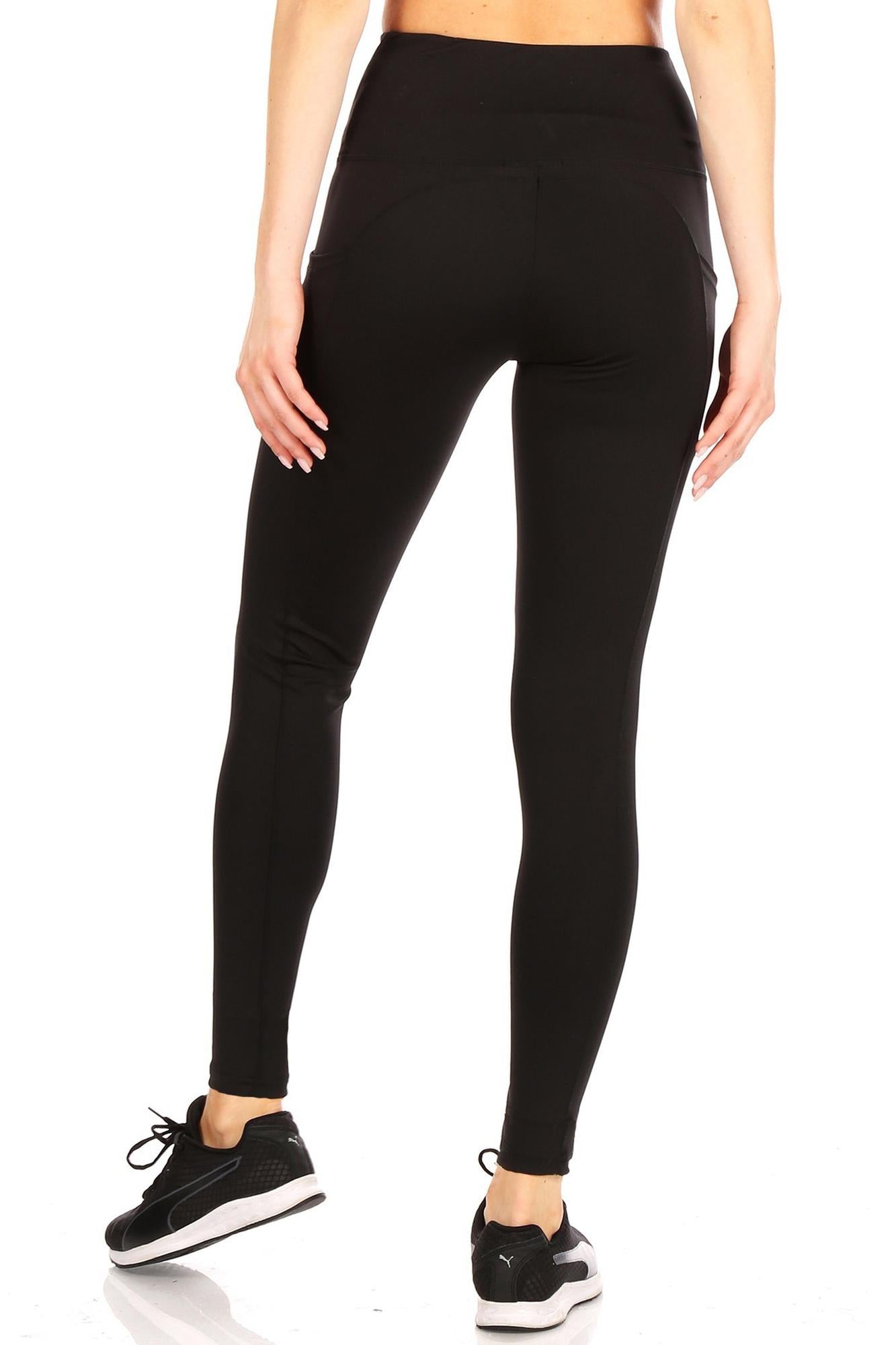 Solid High Waisted Workout Leggings with Side Pockets