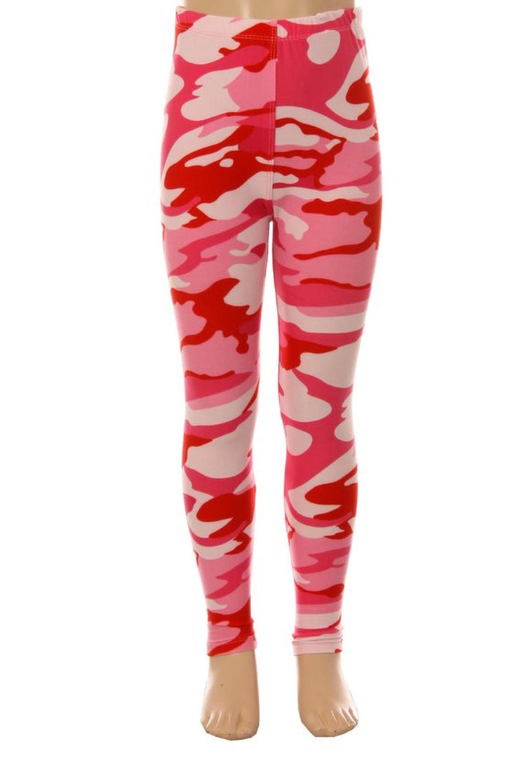 Buttery Smooth Pink Camouflage Kids Leggings - EEVEE