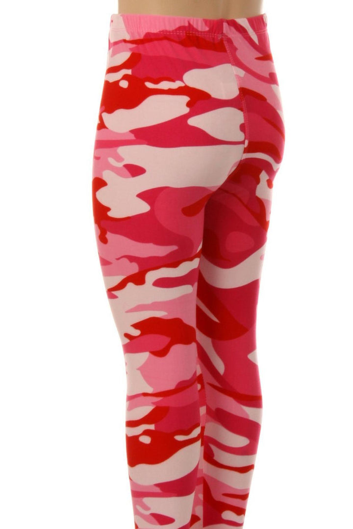 Buttery Smooth Pink Camouflage Kids Leggings - EEVEE
