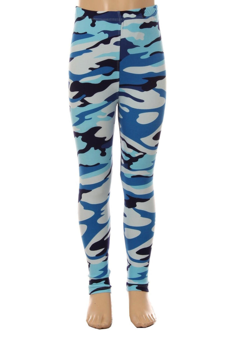 Buttery Smooth Blue Camouflage Kids Leggings - EEVEE