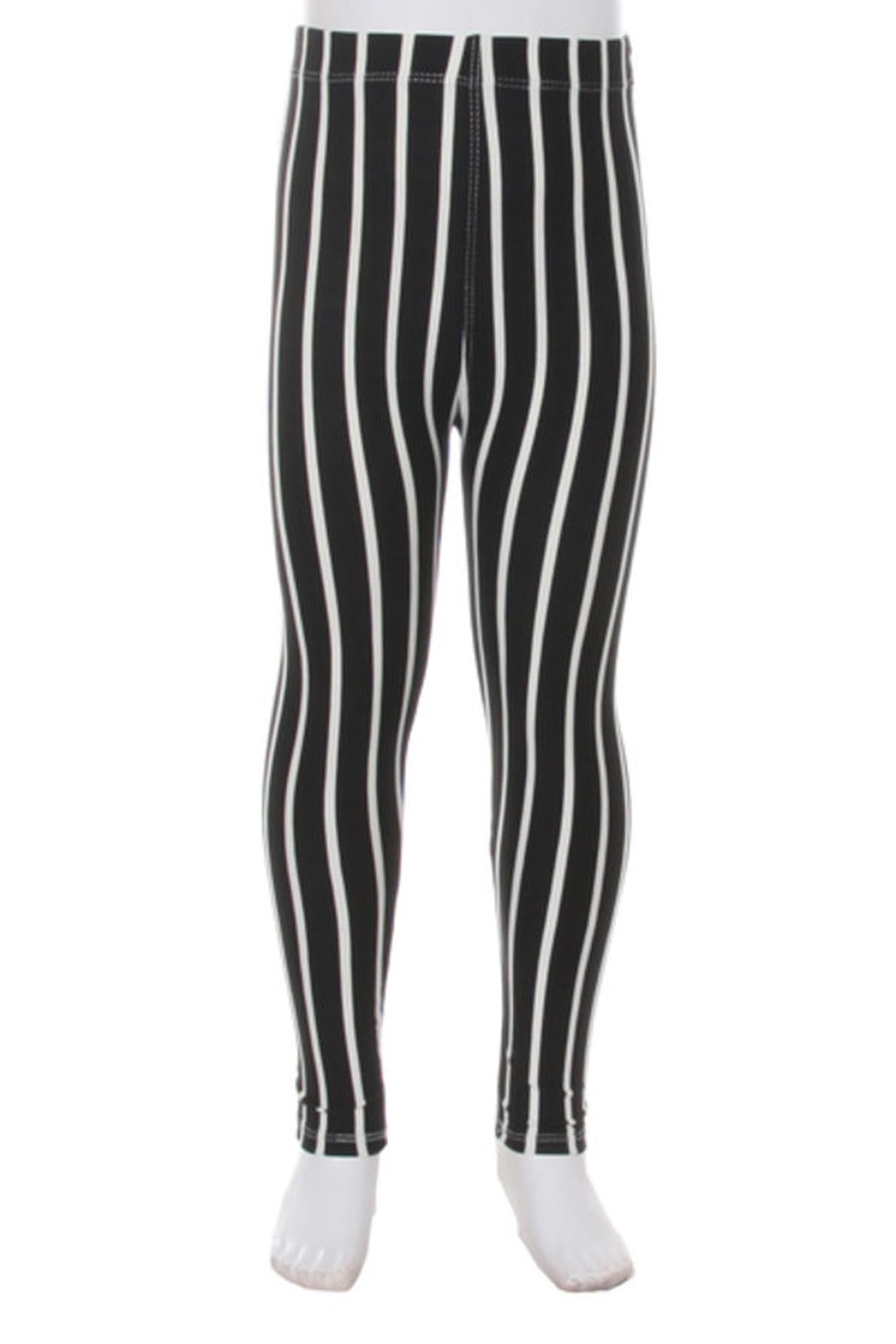 Buttery Smooth Black Vertical Pinstripe Kids Leggings