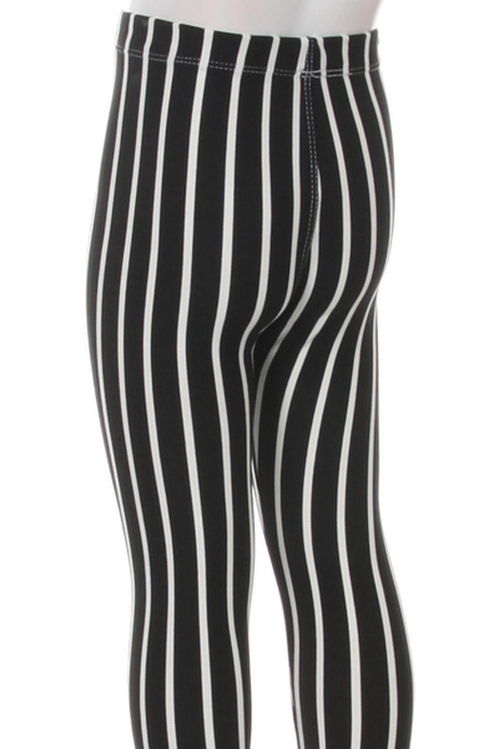 Buttery Smooth Black Vertical Pinstripe Kids Leggings