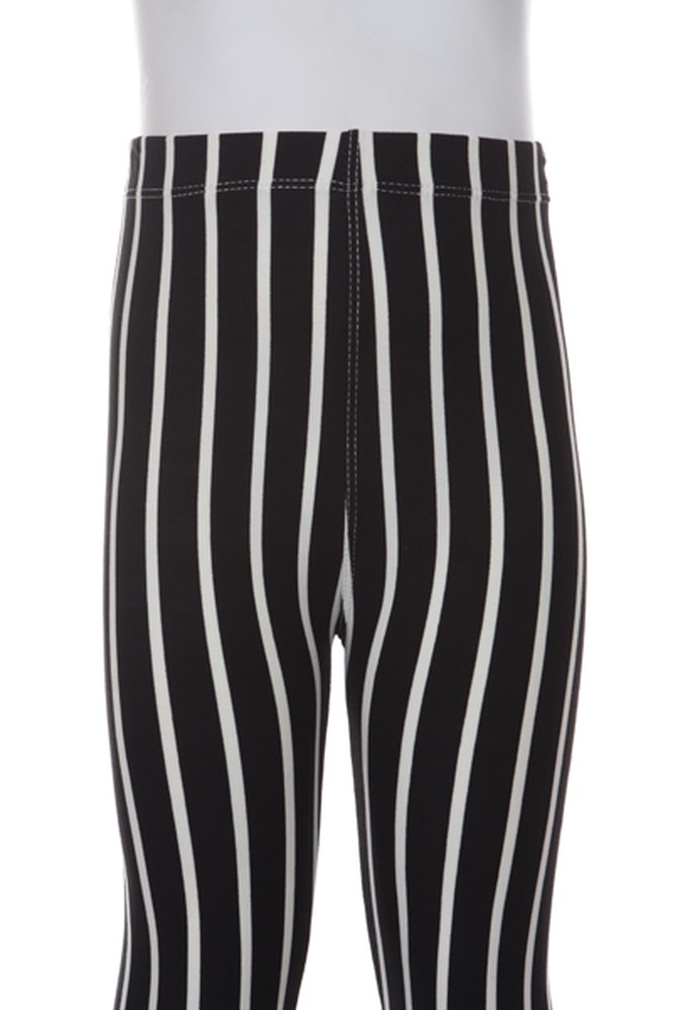 Buttery Smooth Black Vertical Pinstripe Kids Leggings