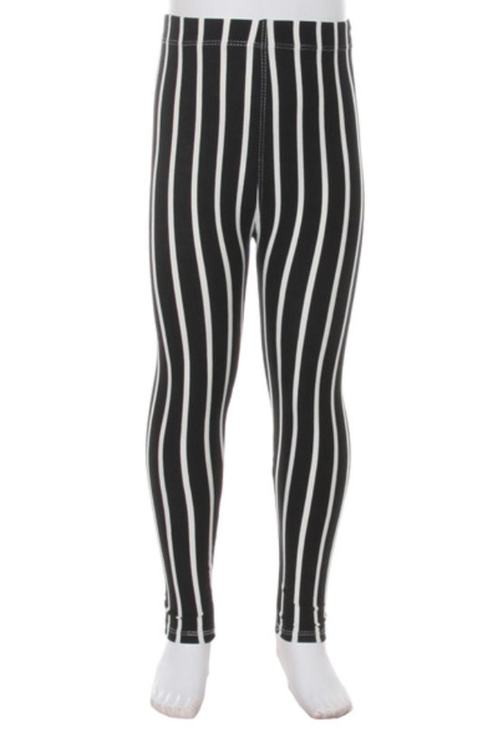 Buttery Smooth Black Vertical Pinstripe Kids Leggings