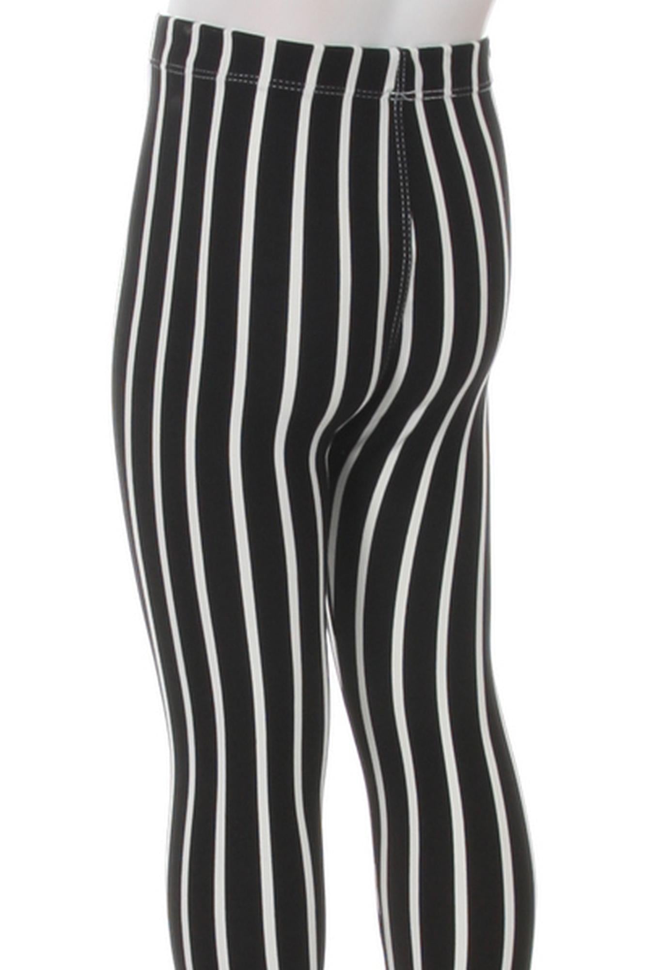 Buttery Smooth Black Vertical Pinstripe Kids Leggings