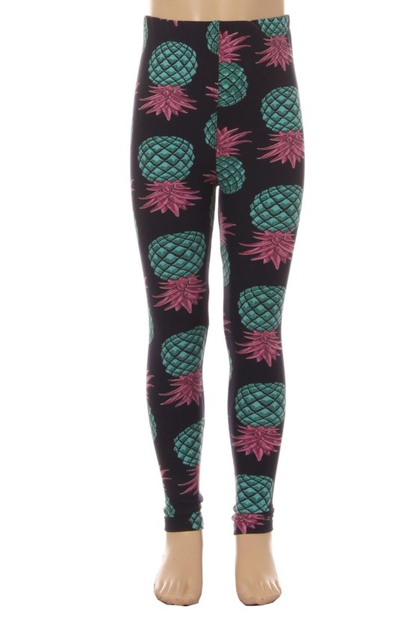 Buttery Smooth Teal Pineapple Kids Leggings - EEVEE