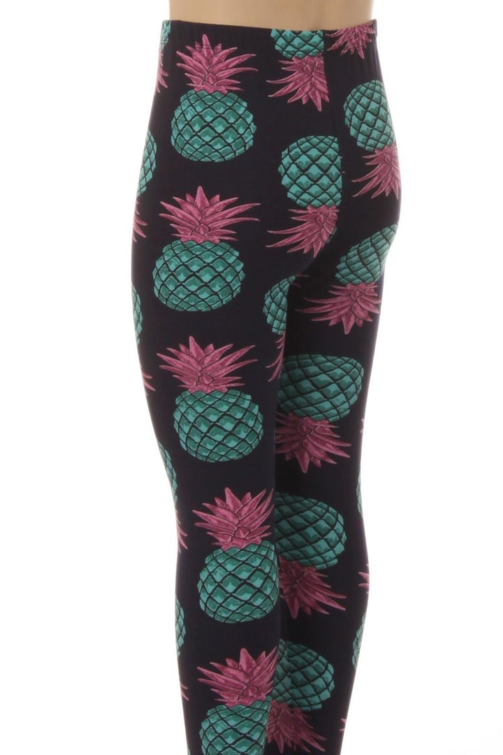 Buttery Smooth Teal Pineapple Kids Leggings - EEVEE