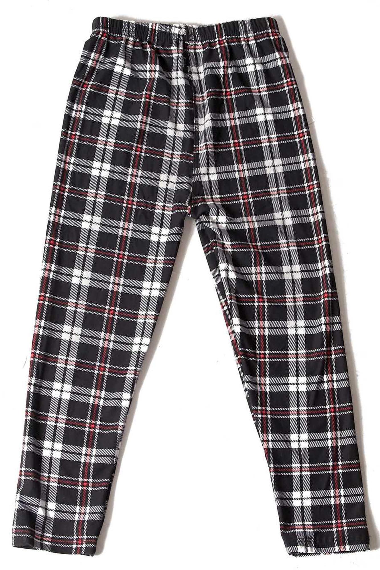 Buttery Smooth Burgundy Stripes Plaid Kids Leggings