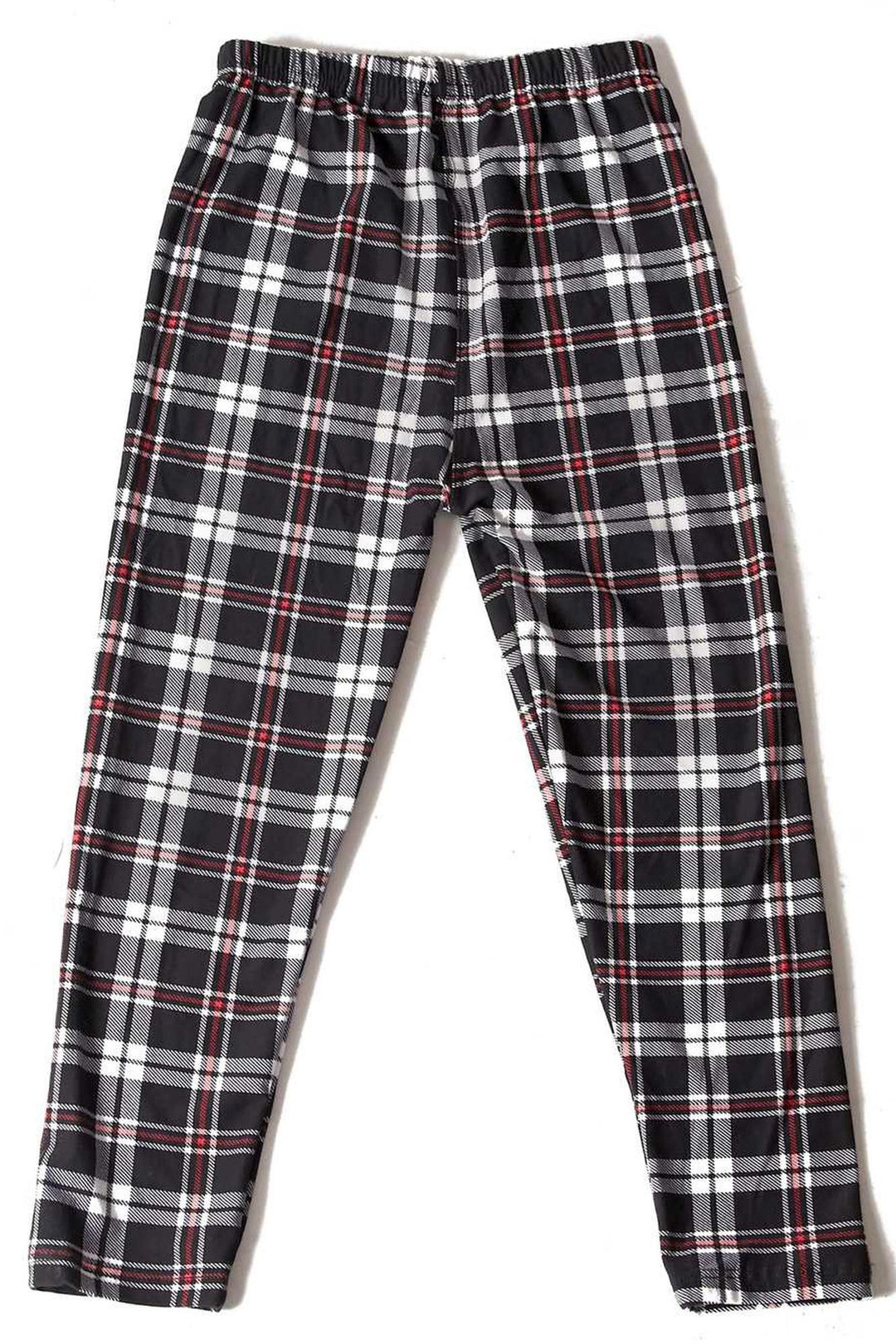 Buttery Smooth Burgundy Stripes Plaid Kids Leggings