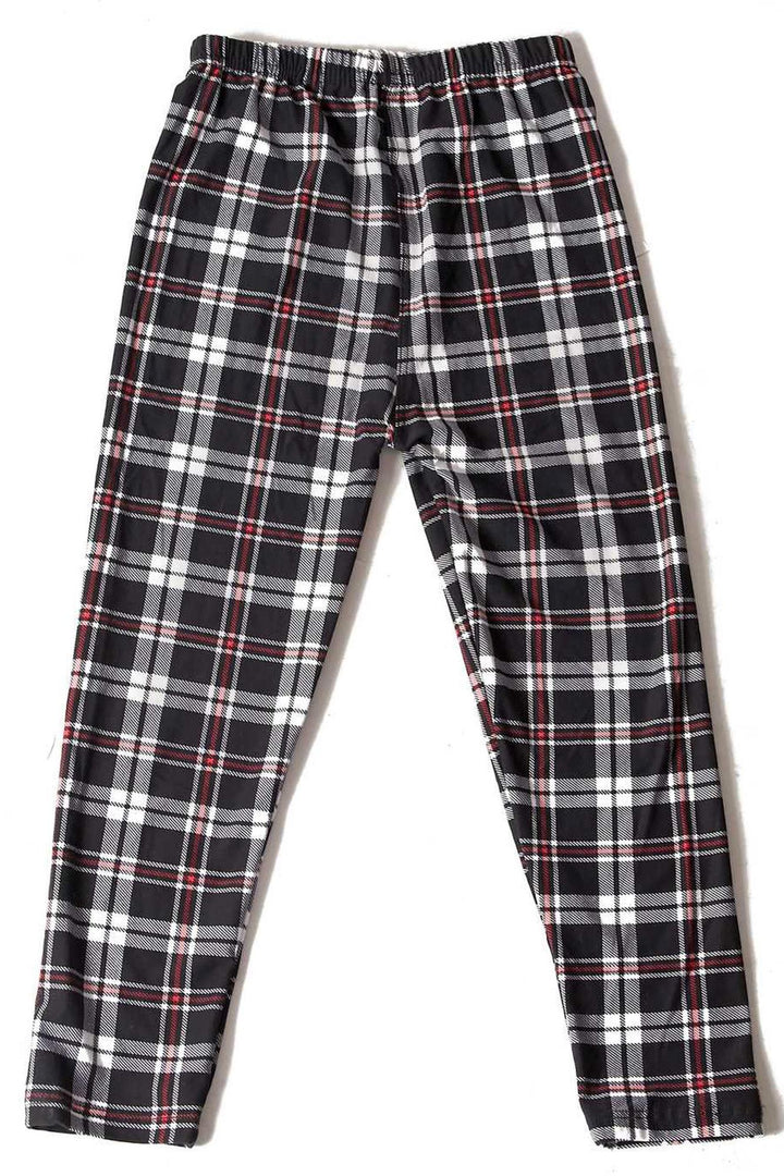 Buttery Smooth Burgundy Stripes Plaid Kids Leggings
